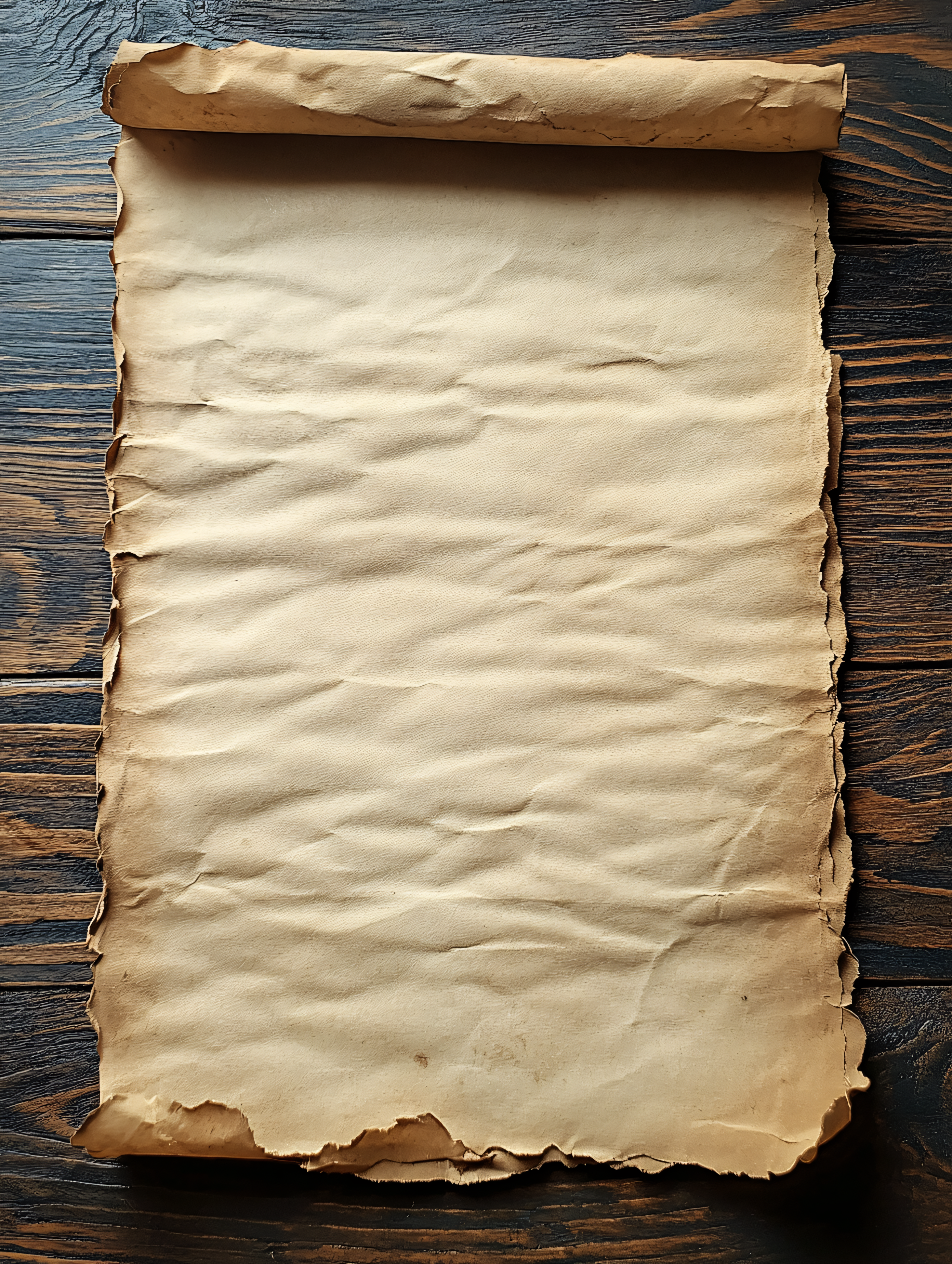 Old Paper Scroll on Wooden Table