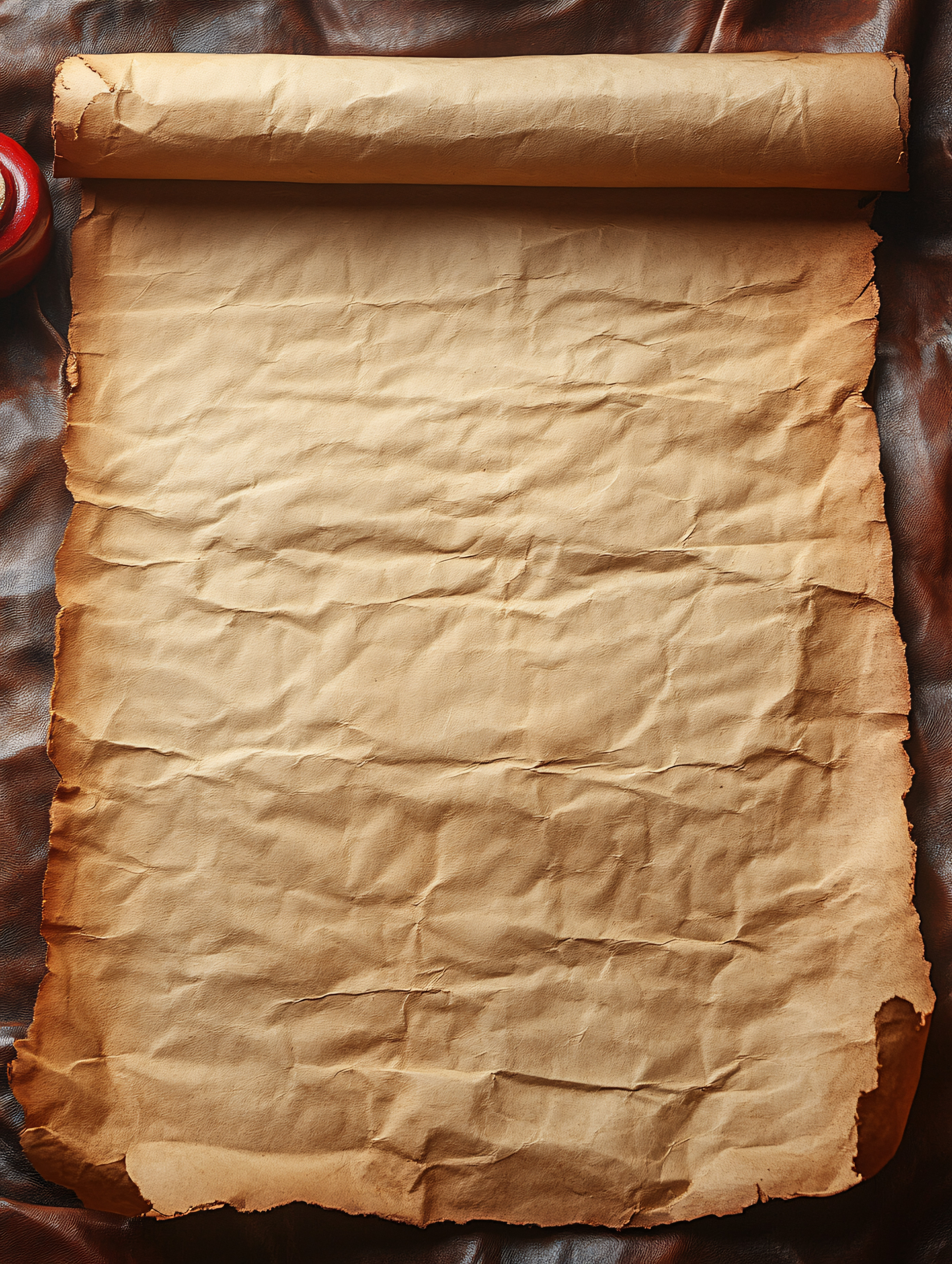 Old Parchment Scroll On Leather Background