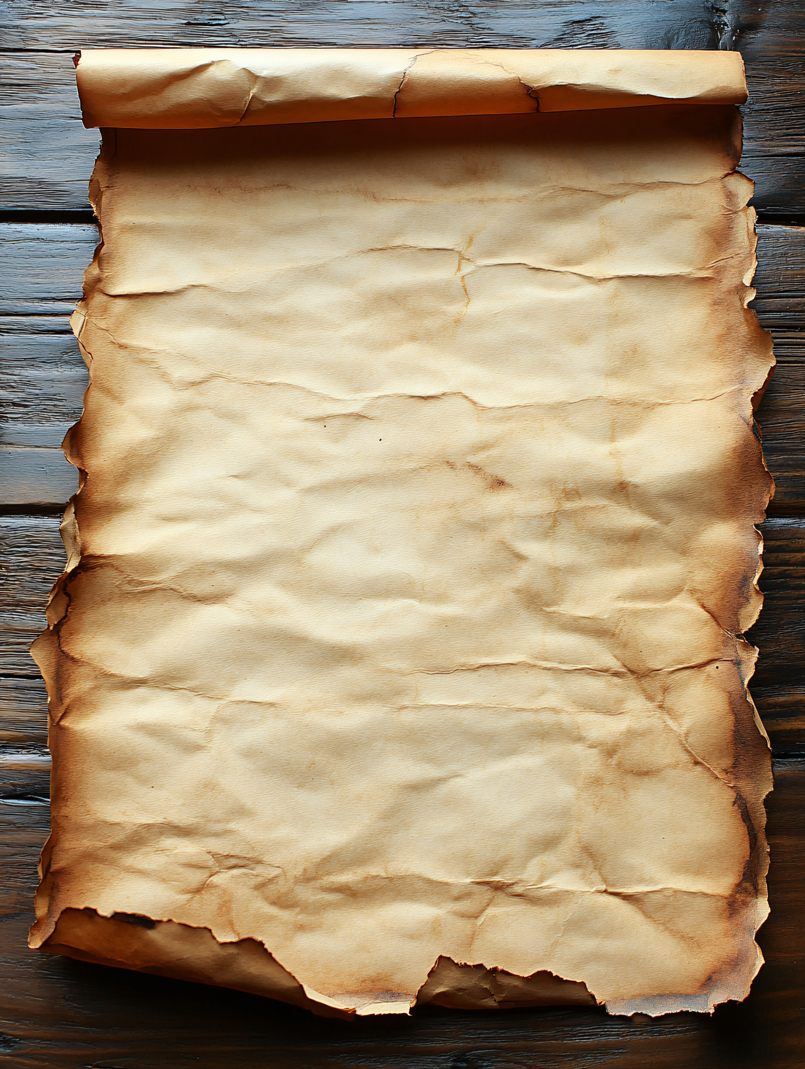 Old Parchment Scroll On Wooden Background