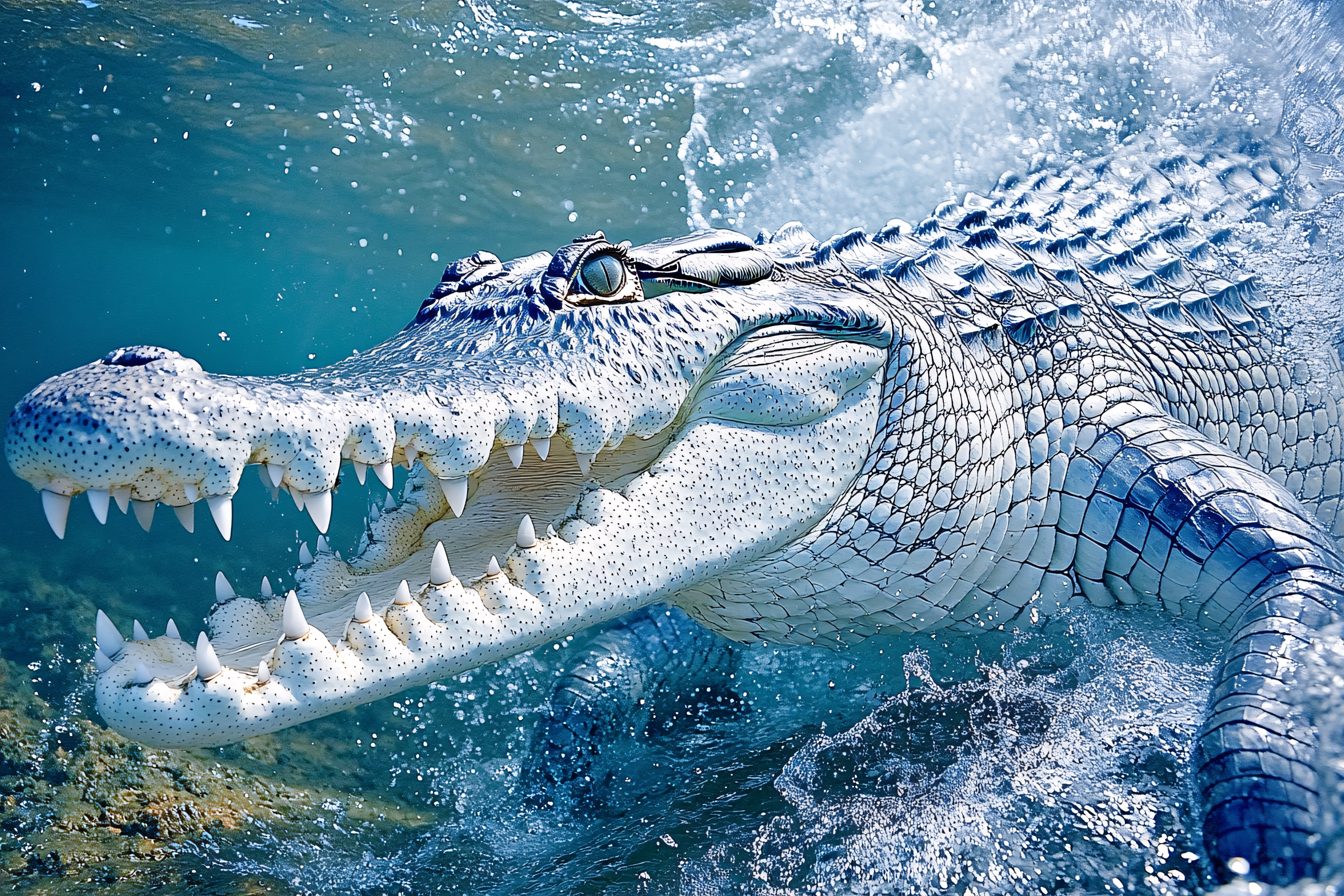 Open Mouth Crocodile in Water