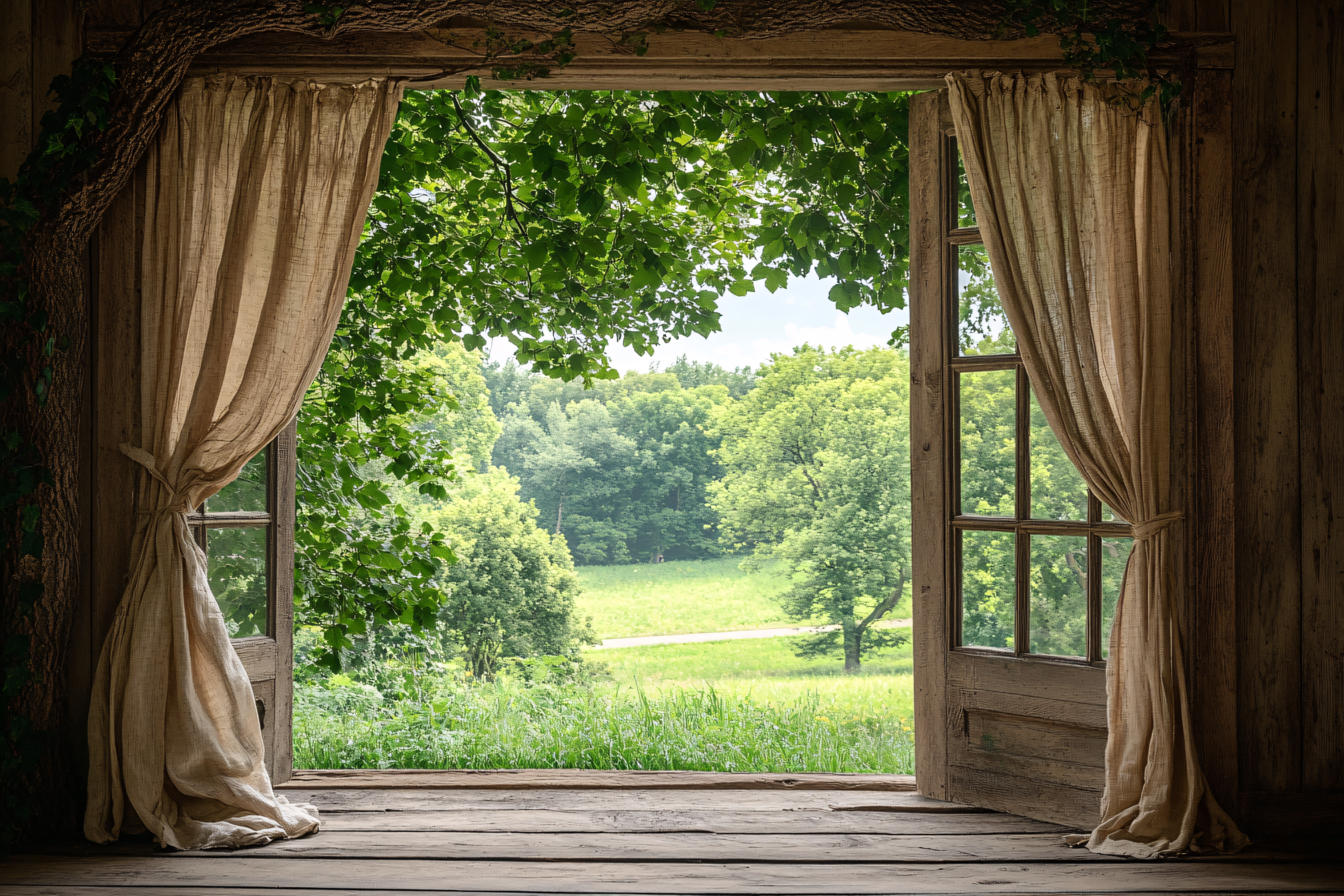 Open Window to a Lush Green View