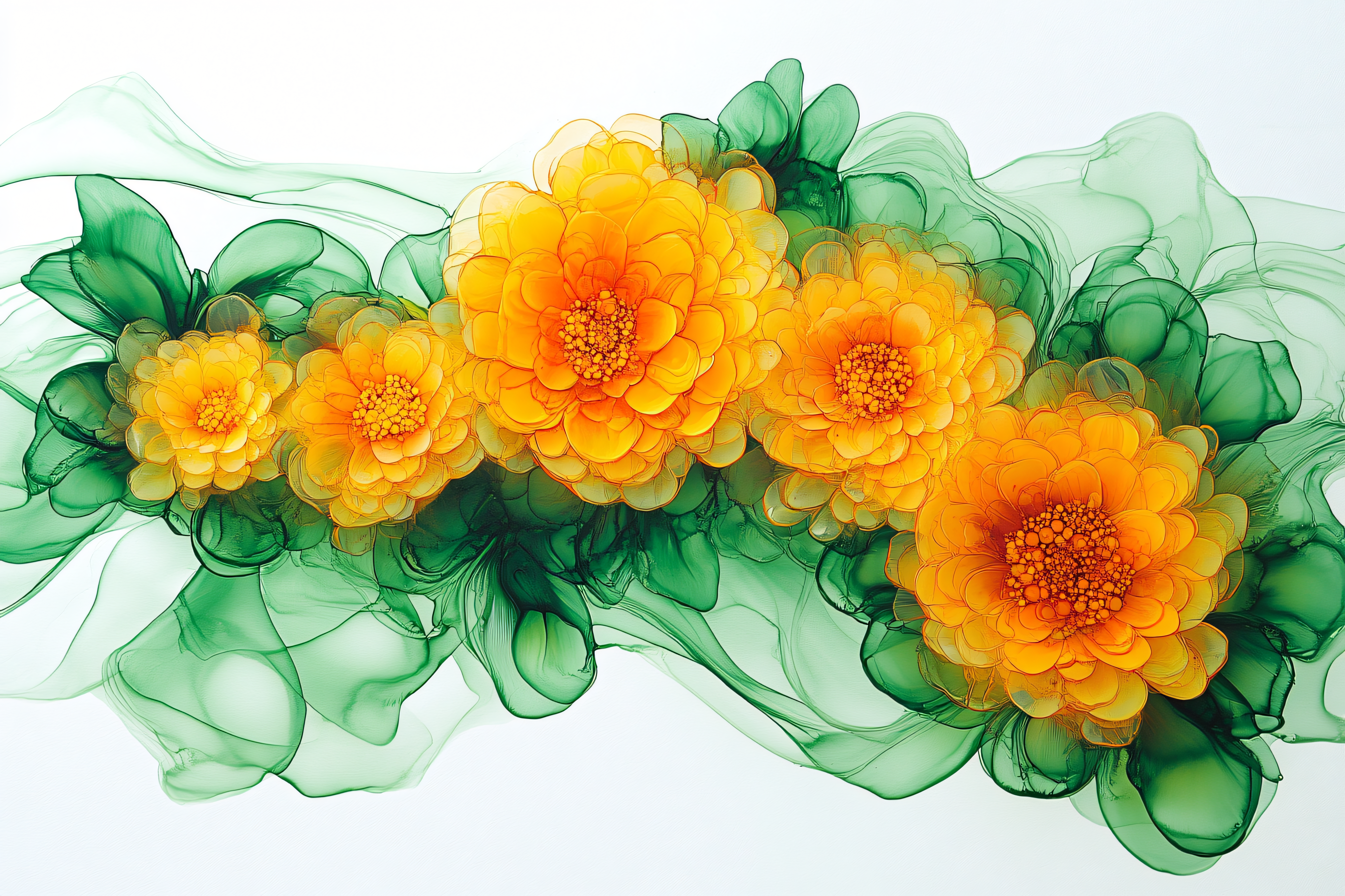 Orange Floral Arrangement on White Background