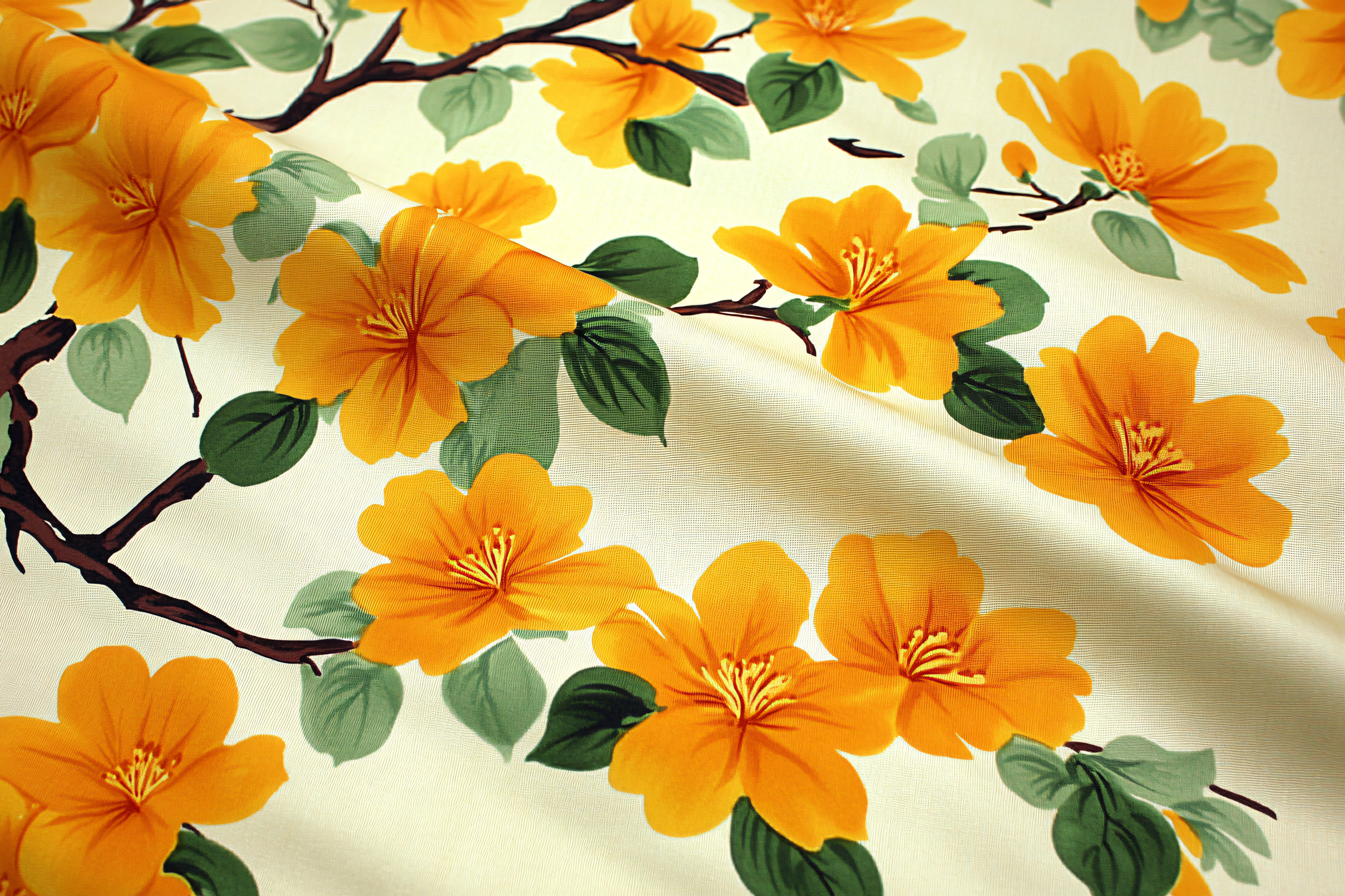 Orange Floral Fabric Pattern