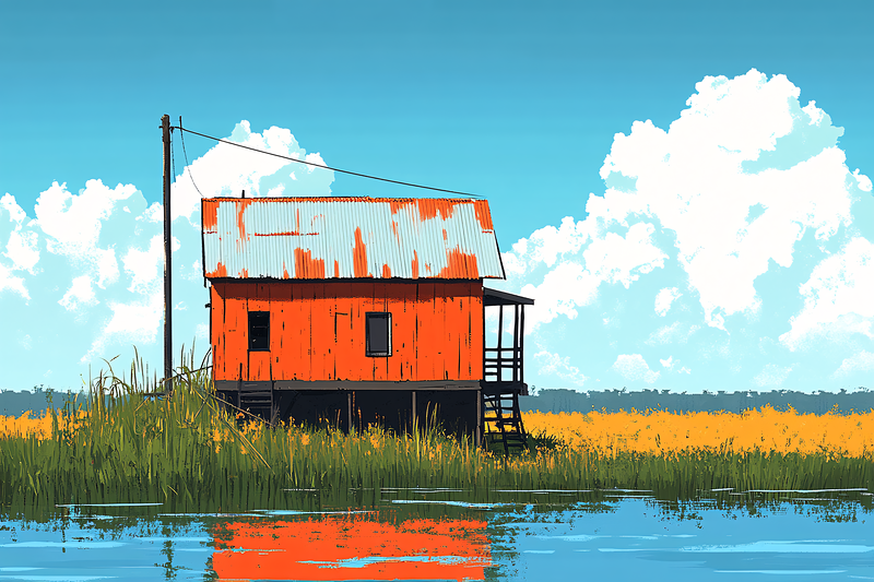 Orange House By The Water