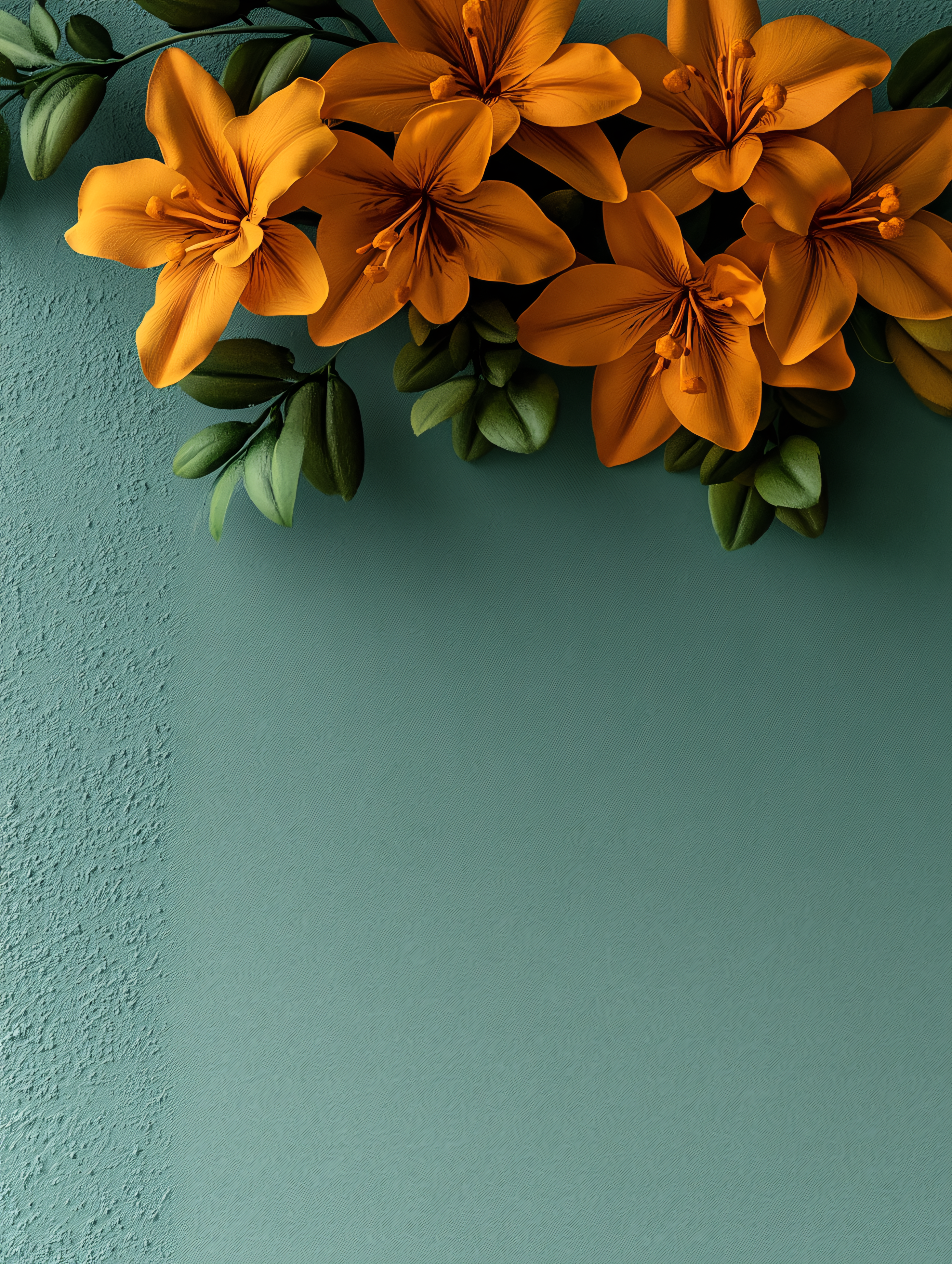 Orange Lilies and Green Foliage