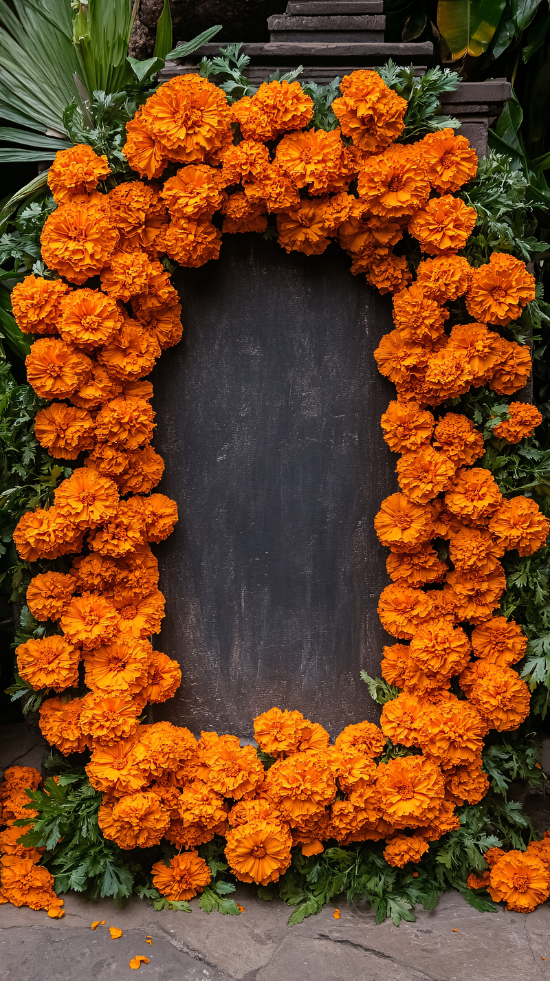 Orange Marigold Wreath Border