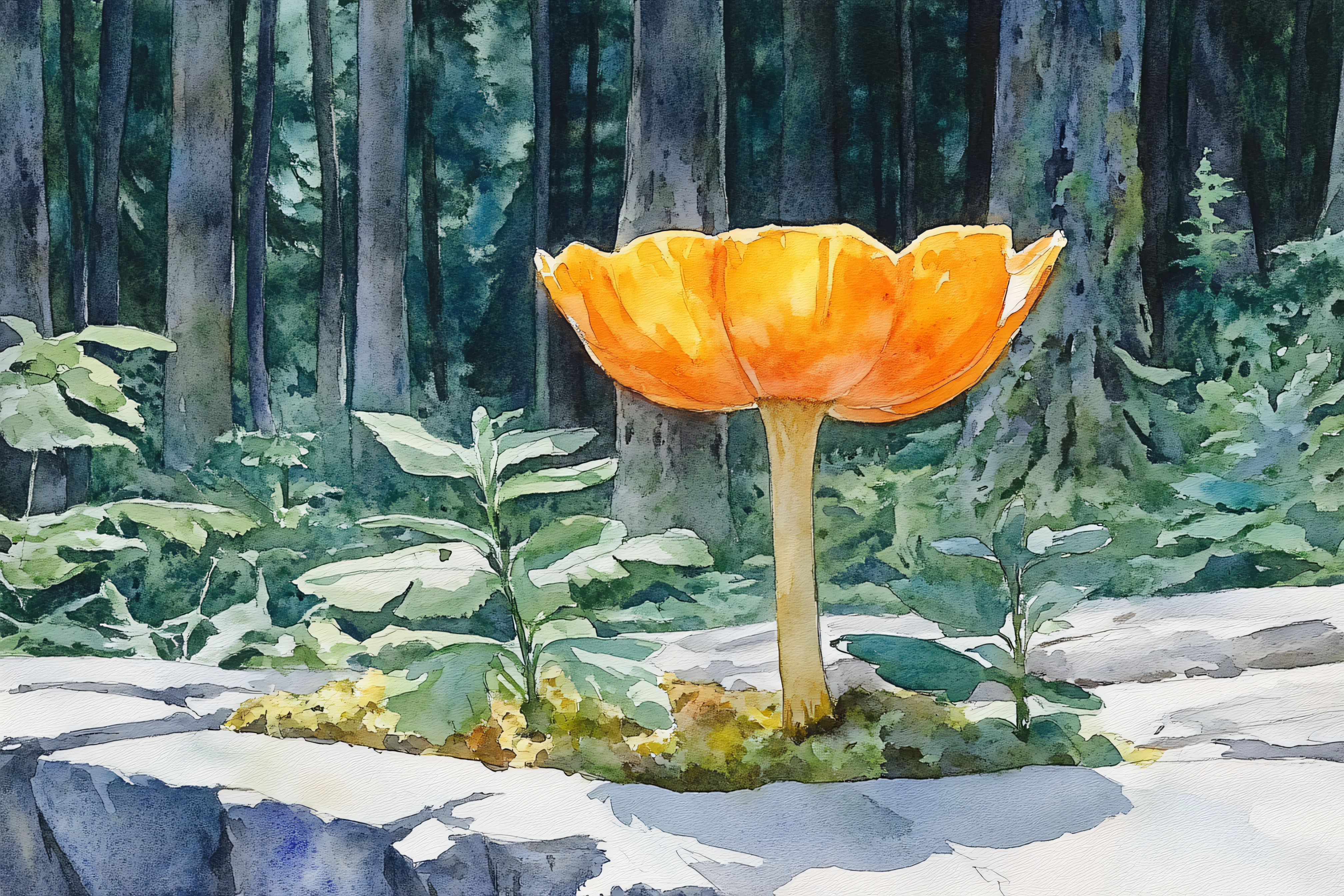 Orange Mushroom in Forest