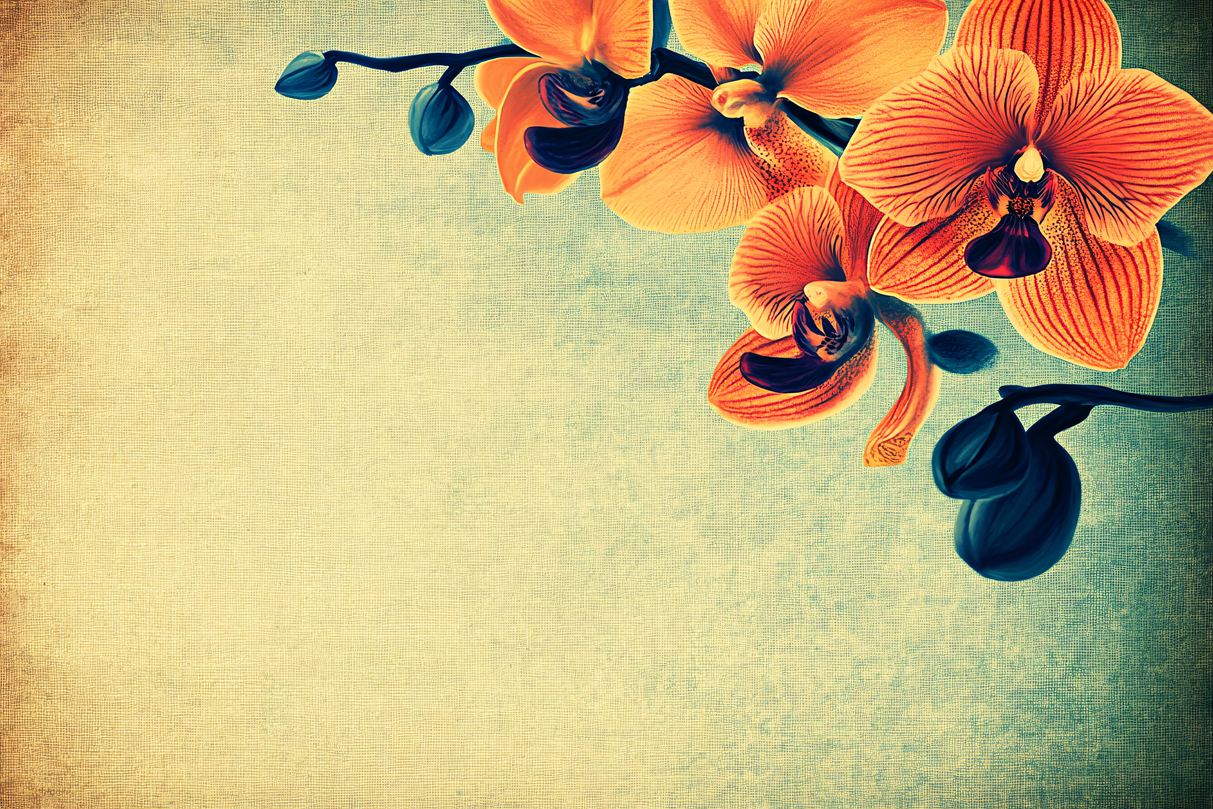 Orange Orchids on Textured Background
