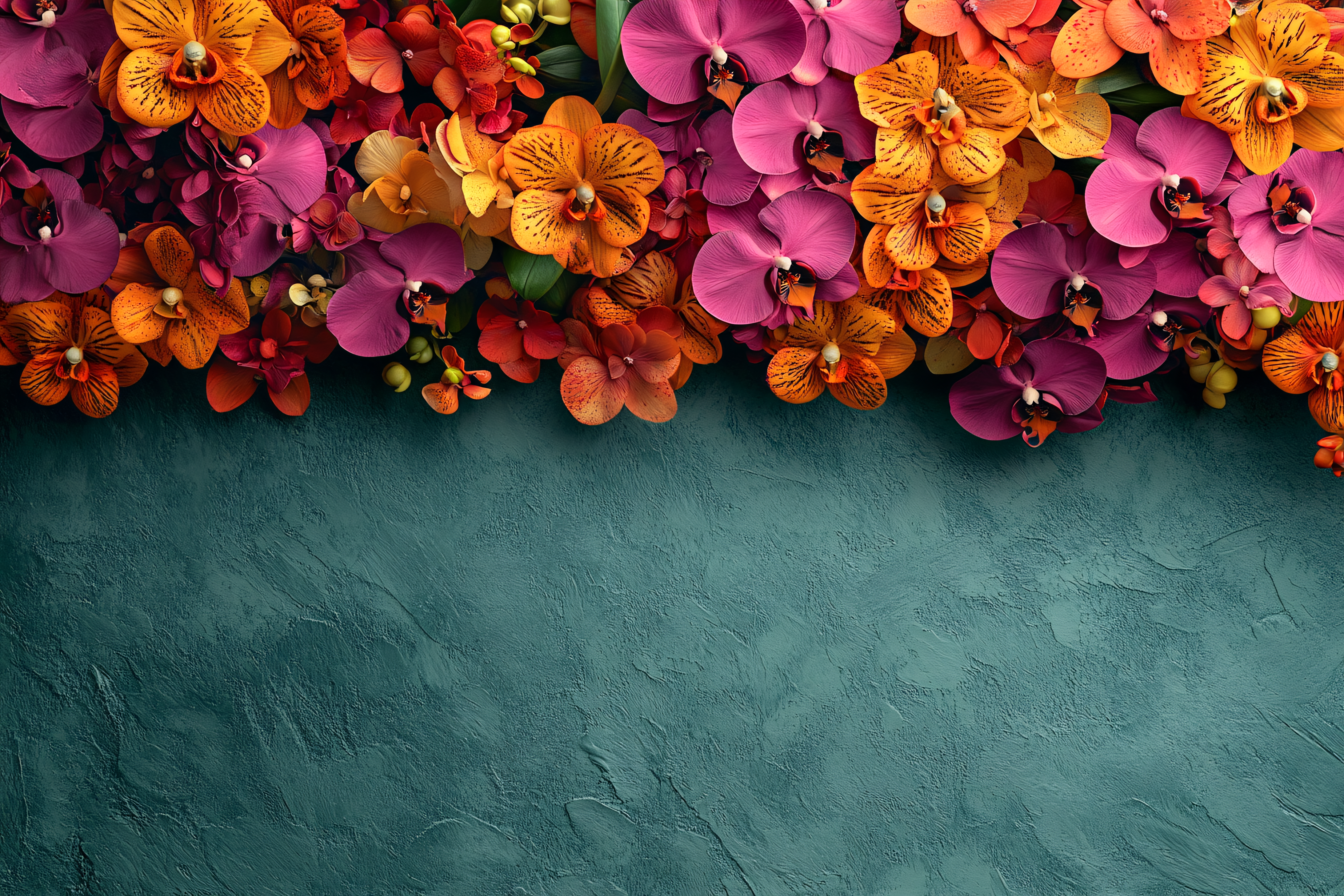 Orchid Border on Teal Background