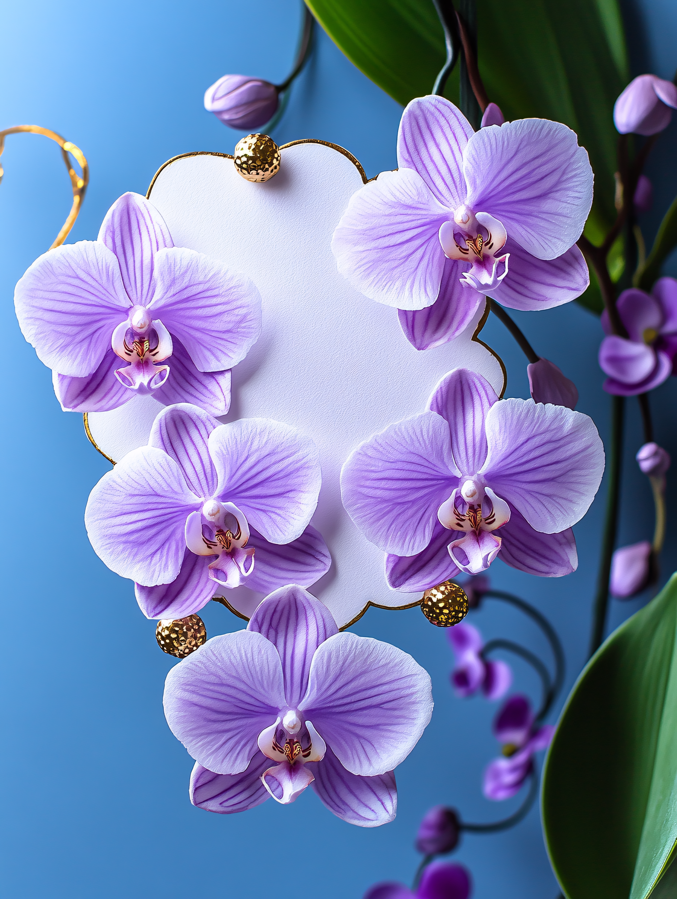 Orchids on the Blue Background
