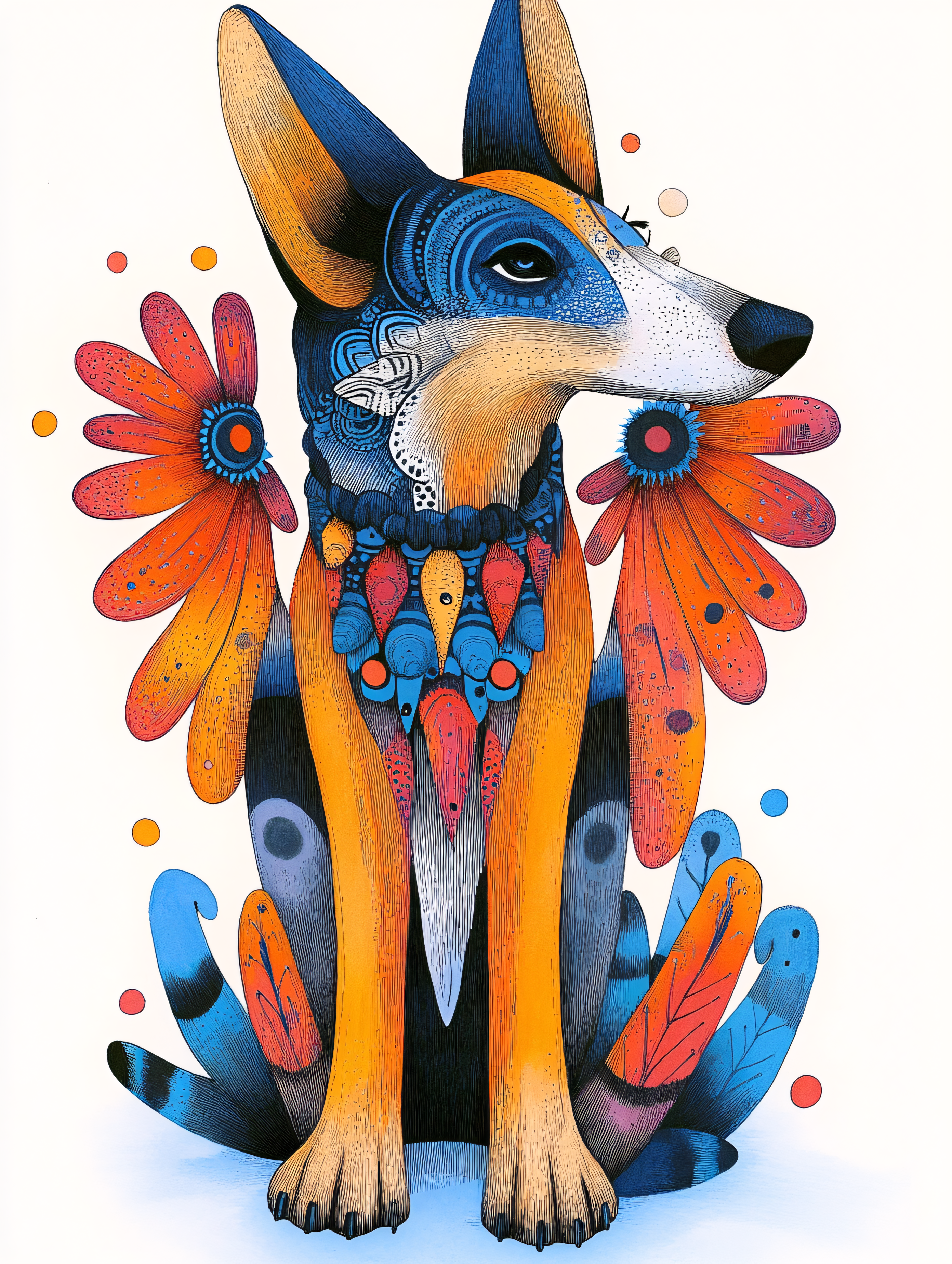 Ornate Canine In Floral Design