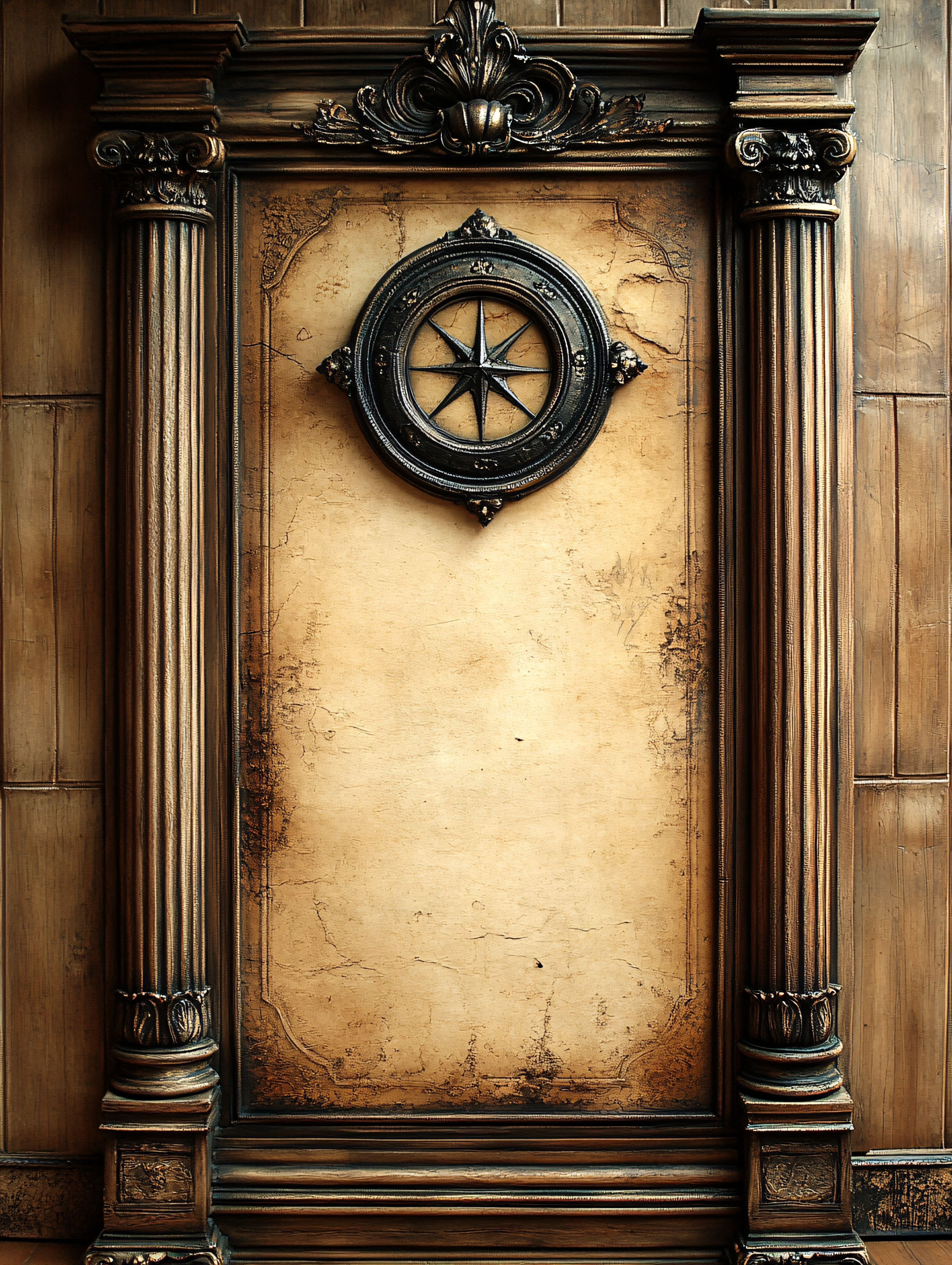 Ornate Compass Rose Wall Panel