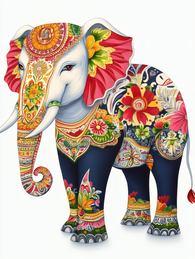 Ornate Floral Elephant