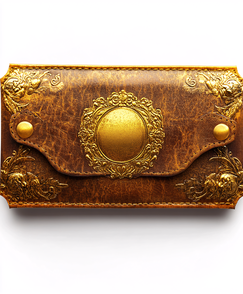 Ornate Gold Embossed Leather Wallet