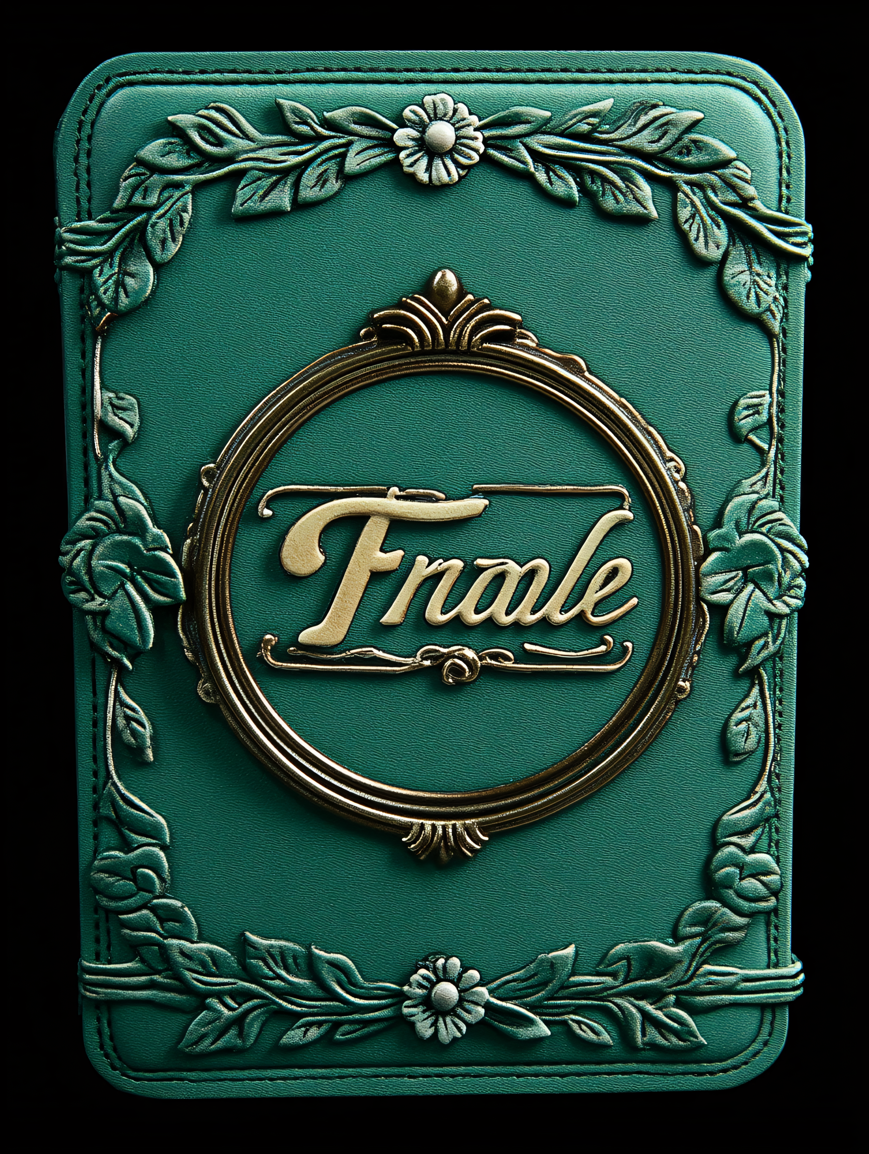 Ornate Green Book Cover With Golden Frame