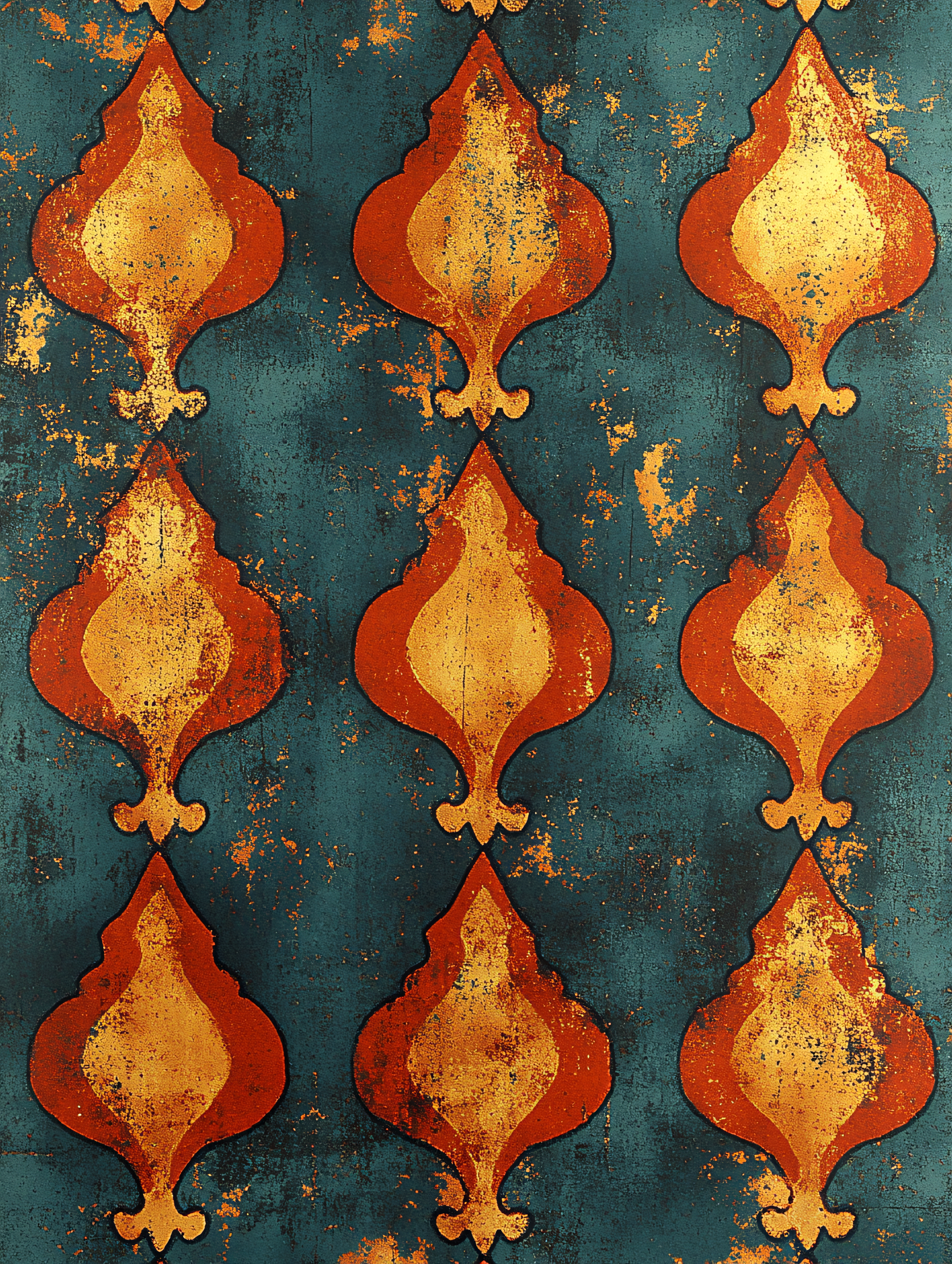 Ornate Teal and Gold Pattern
