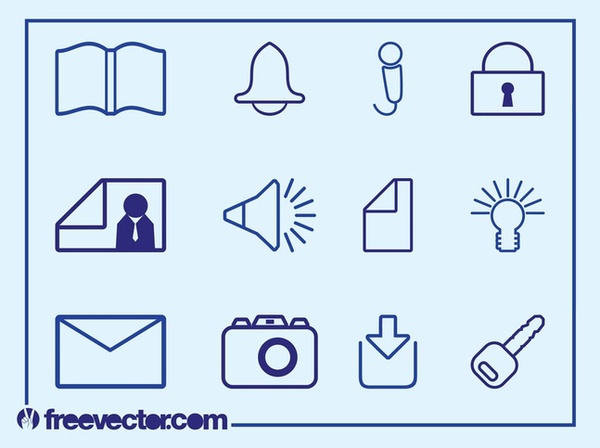 Outlined Icons Set Free Vector