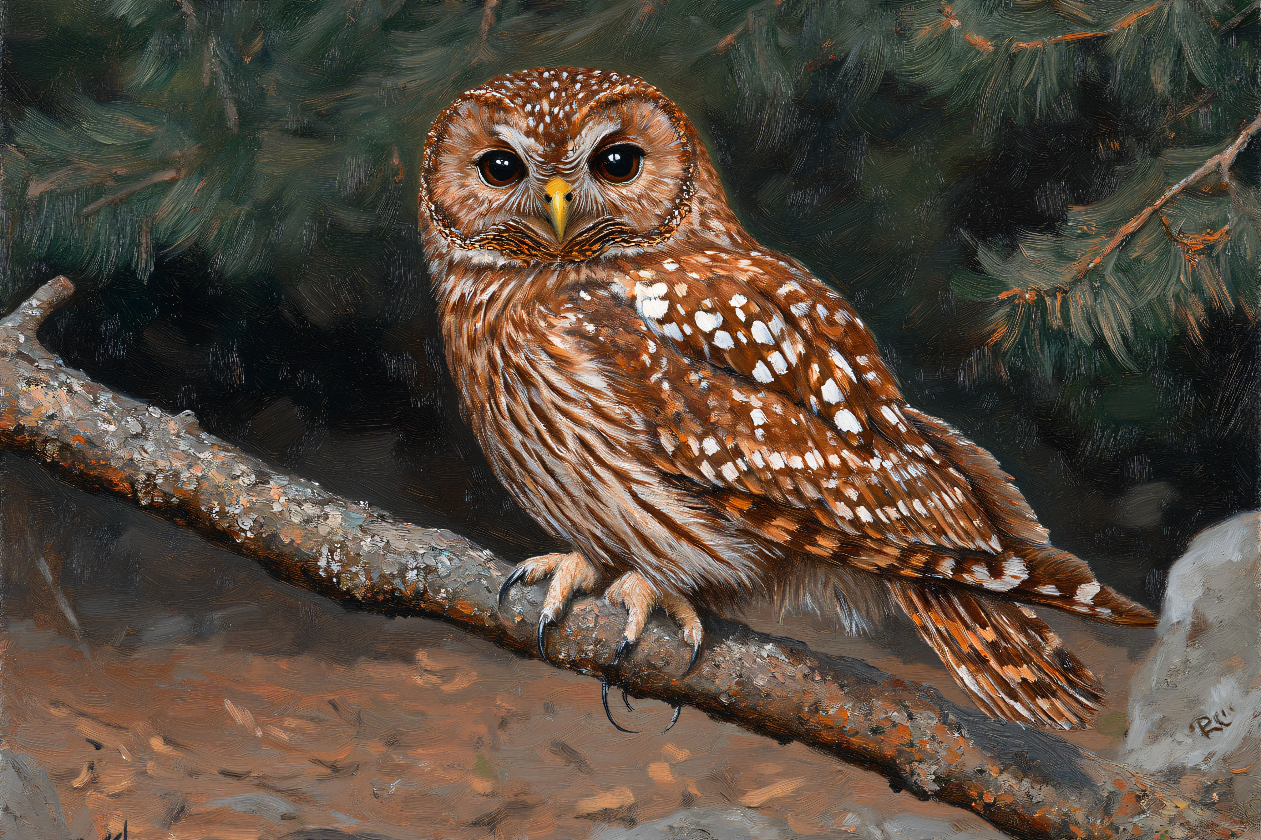 Owl Perched on a Branch