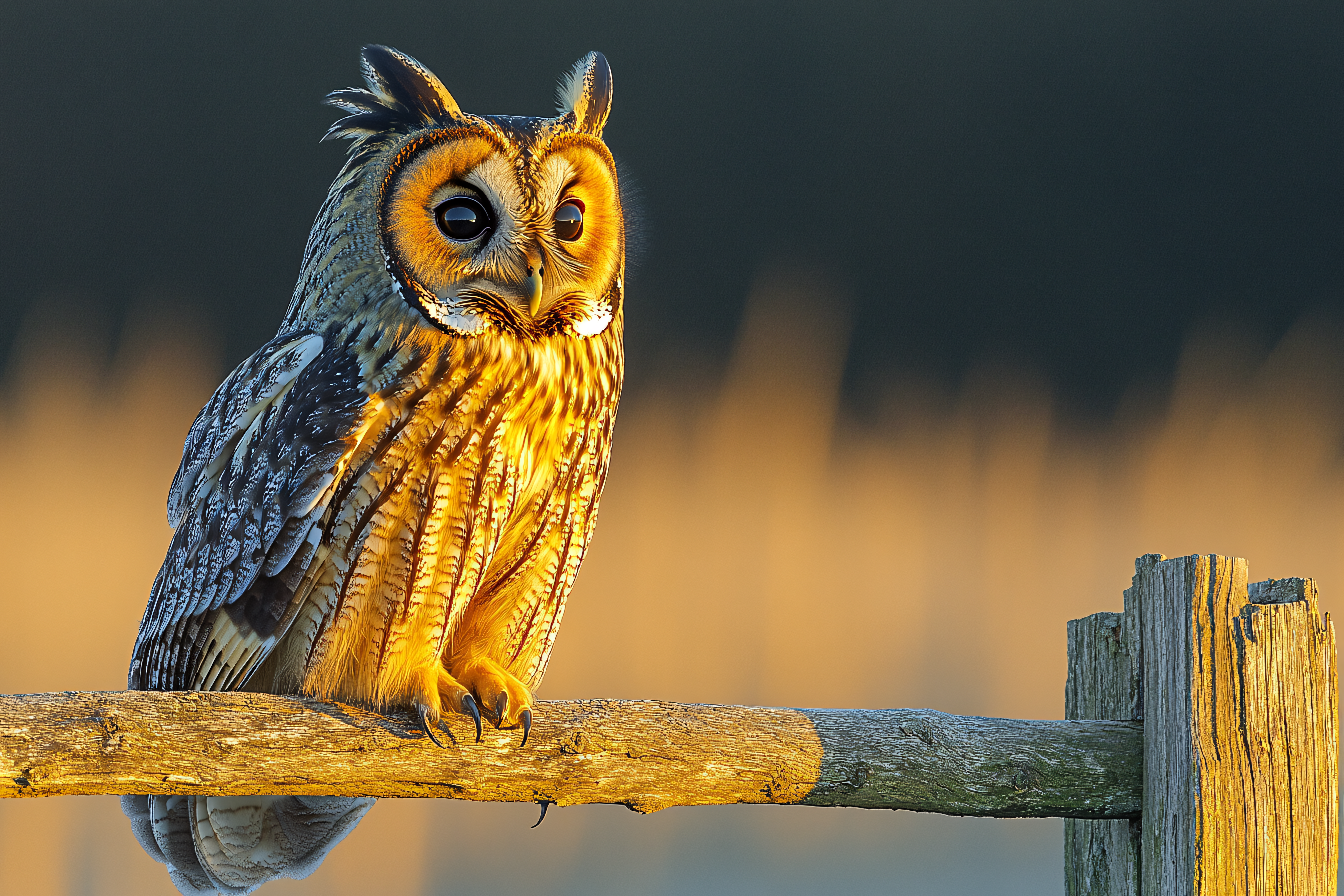 Owl Perched On Fence Post