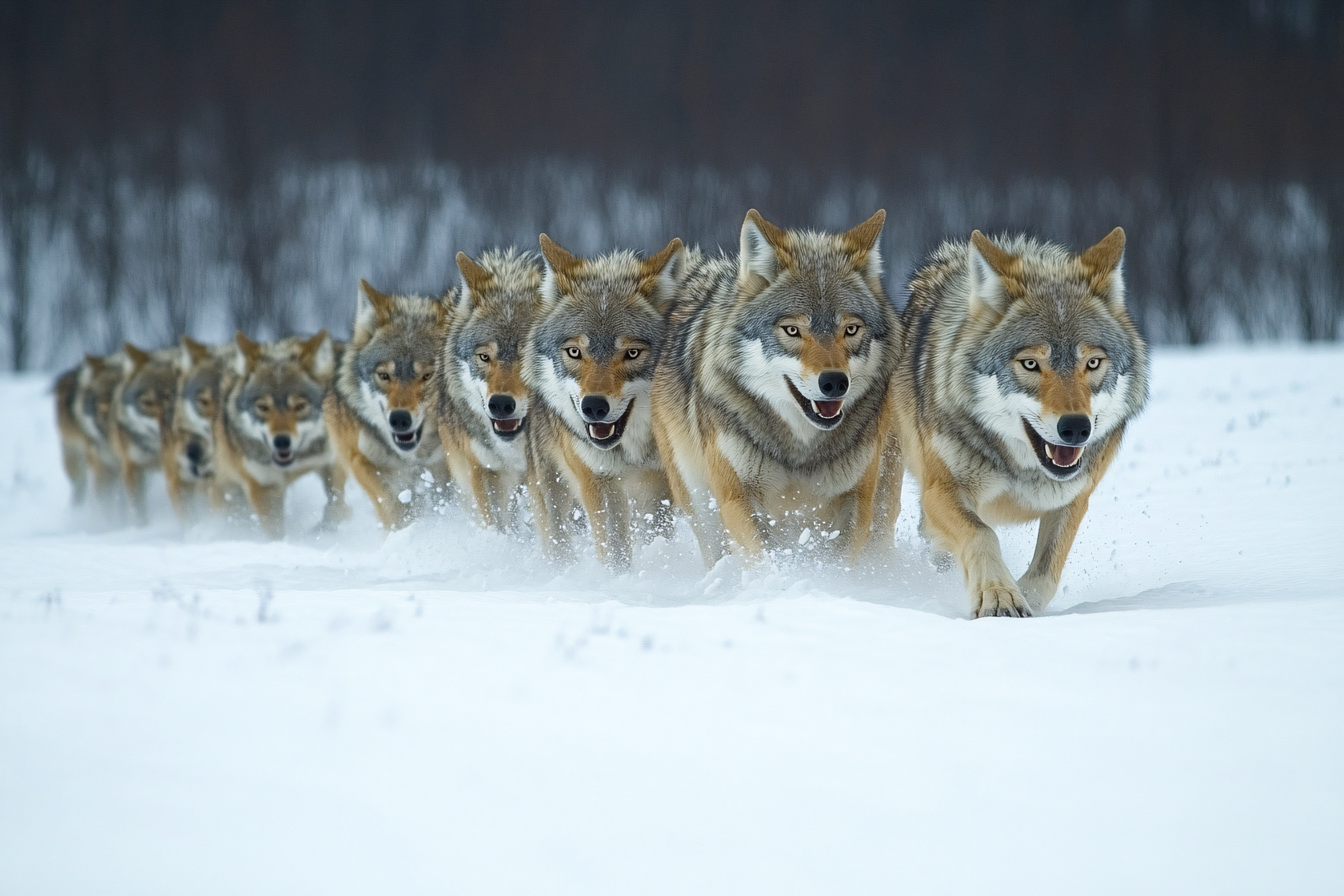 Pack Of Wolves Running