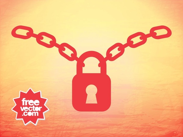 Padlock and Chain Free Vector