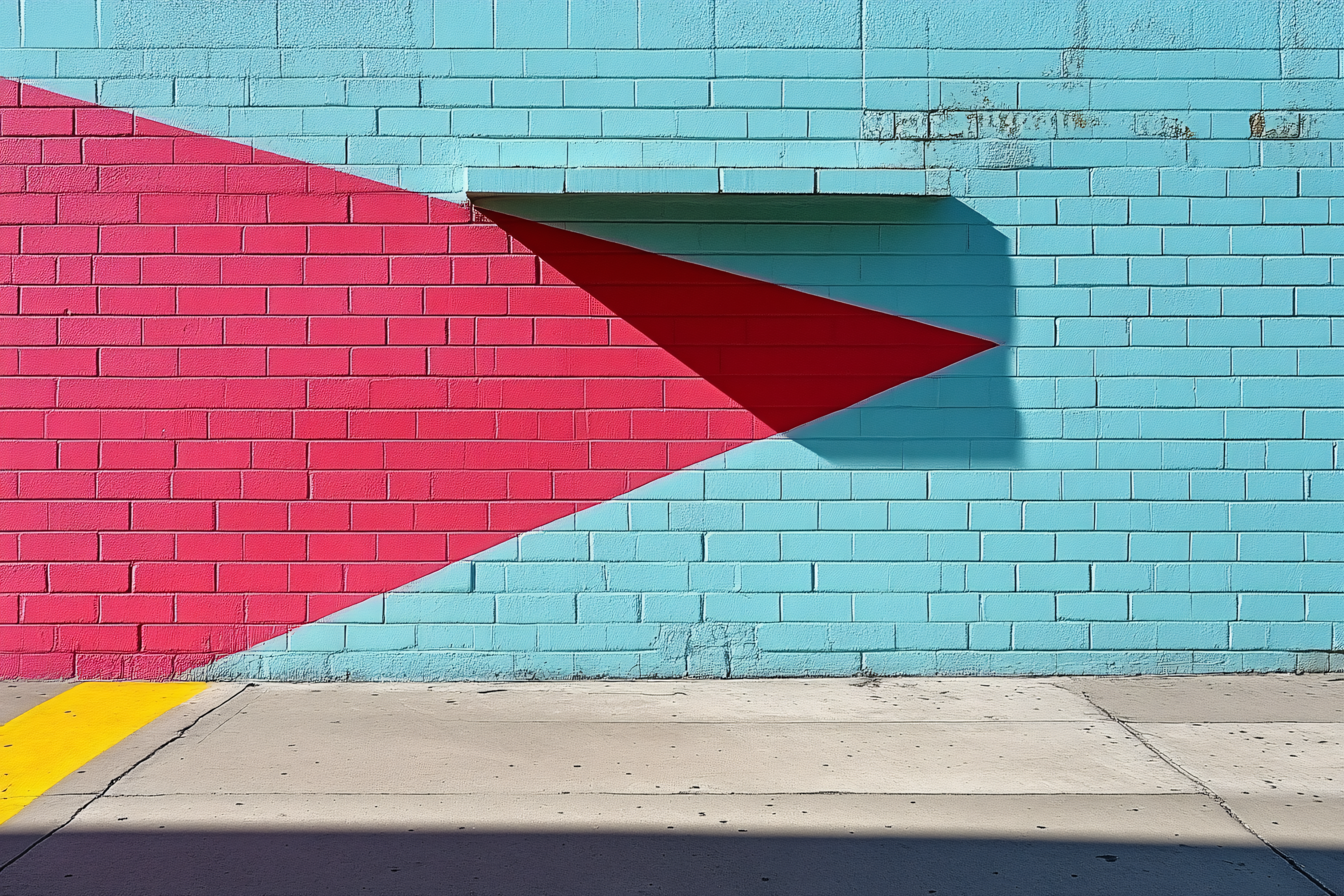 Painted Brick Wall With Geometric Shapes