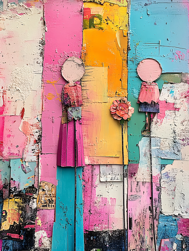 Painted Figures with Flower