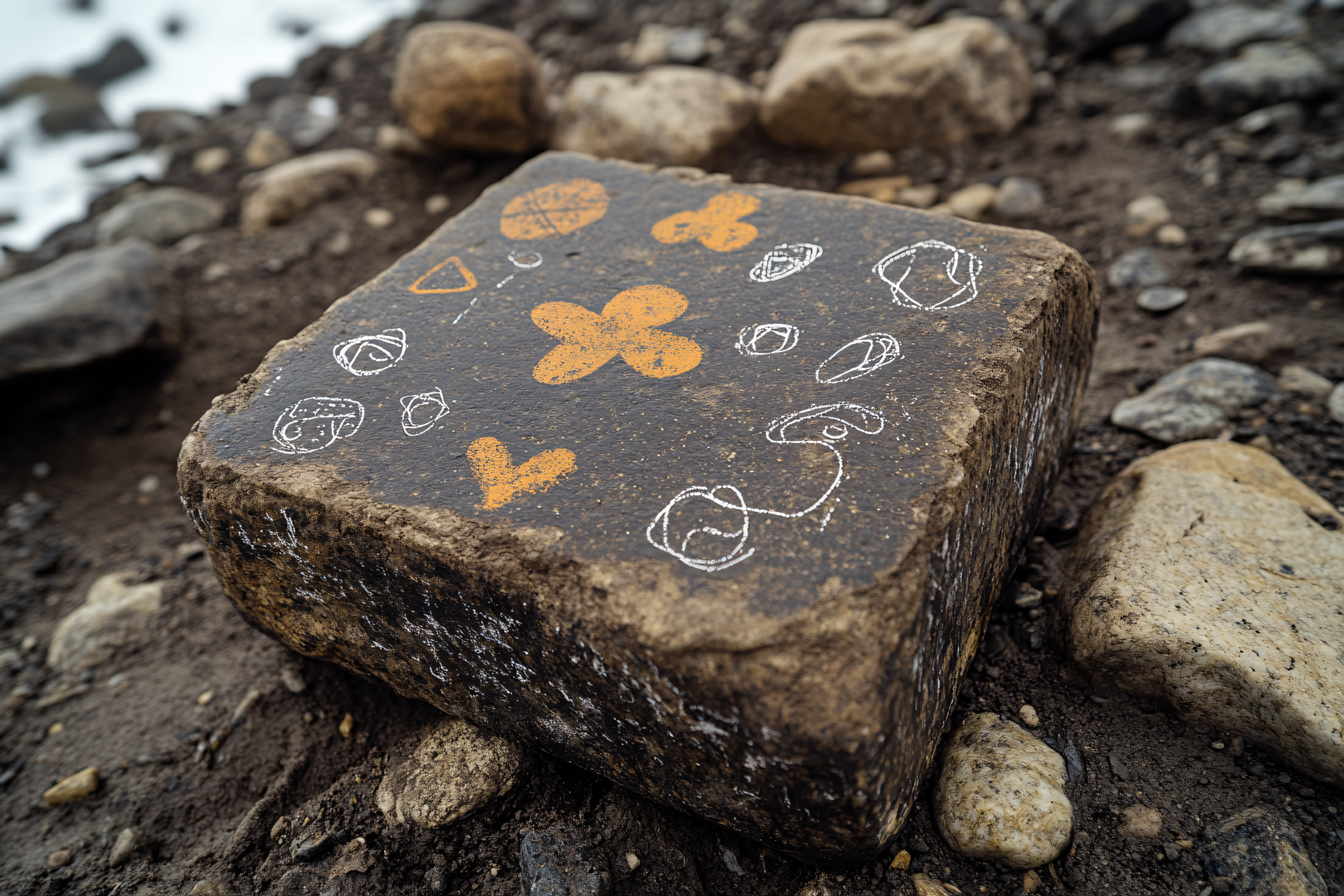 Painted Symbols on a Stone