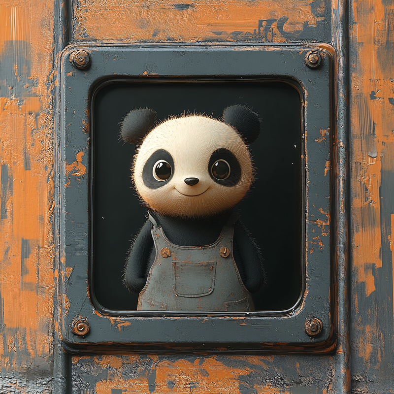Panda Peeking Through A Window