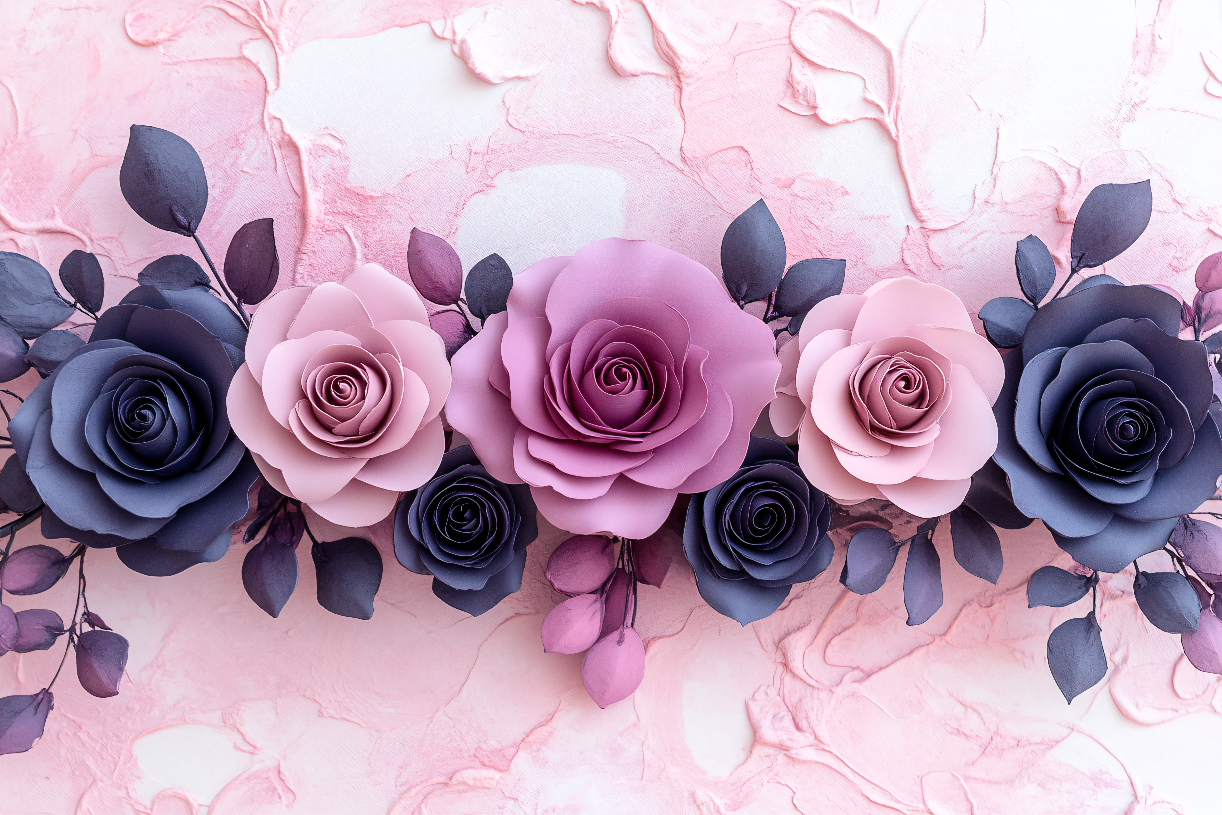 Paper Flowers on Textured Background