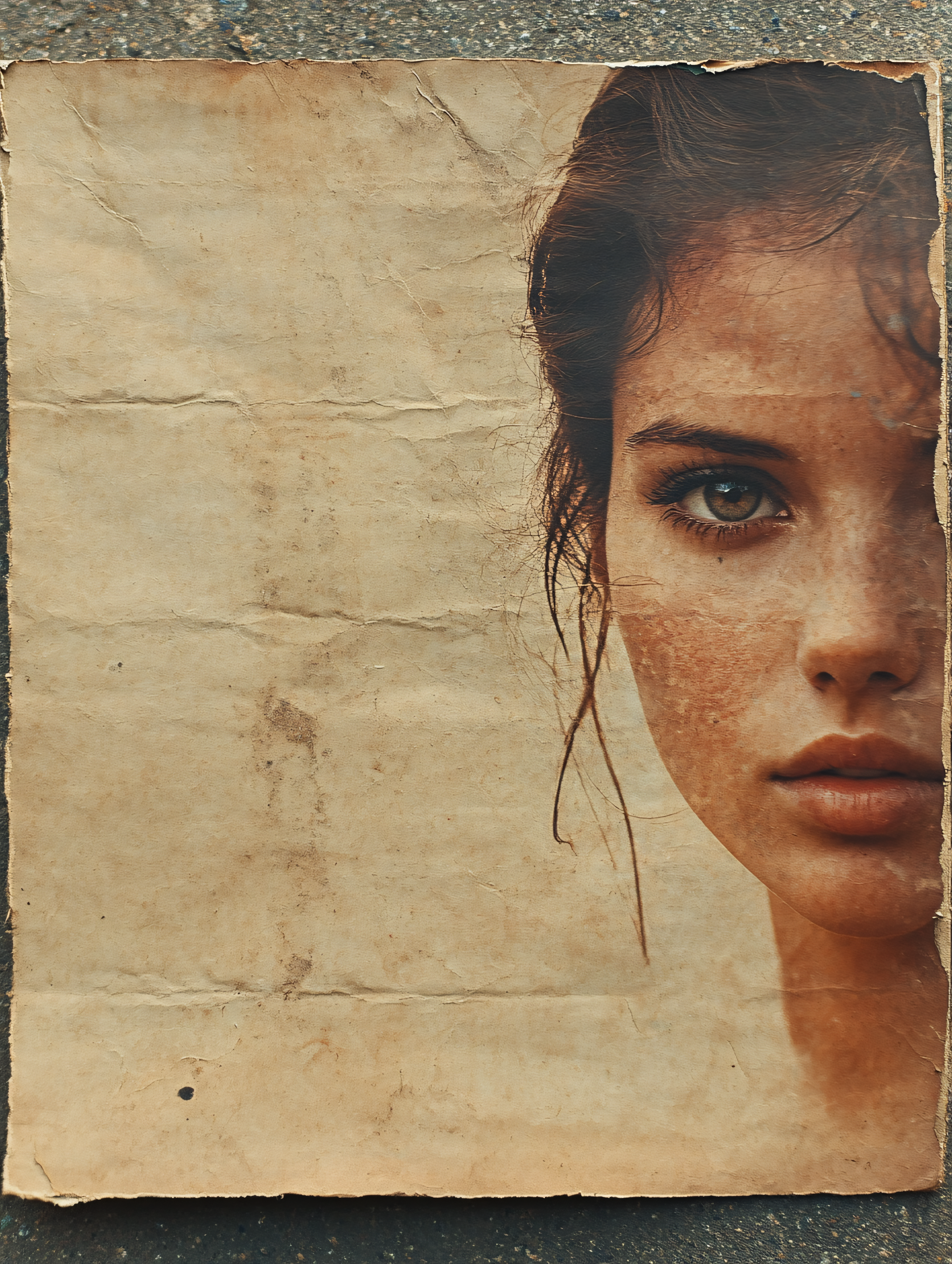 Partial Portrait On Aged Paper