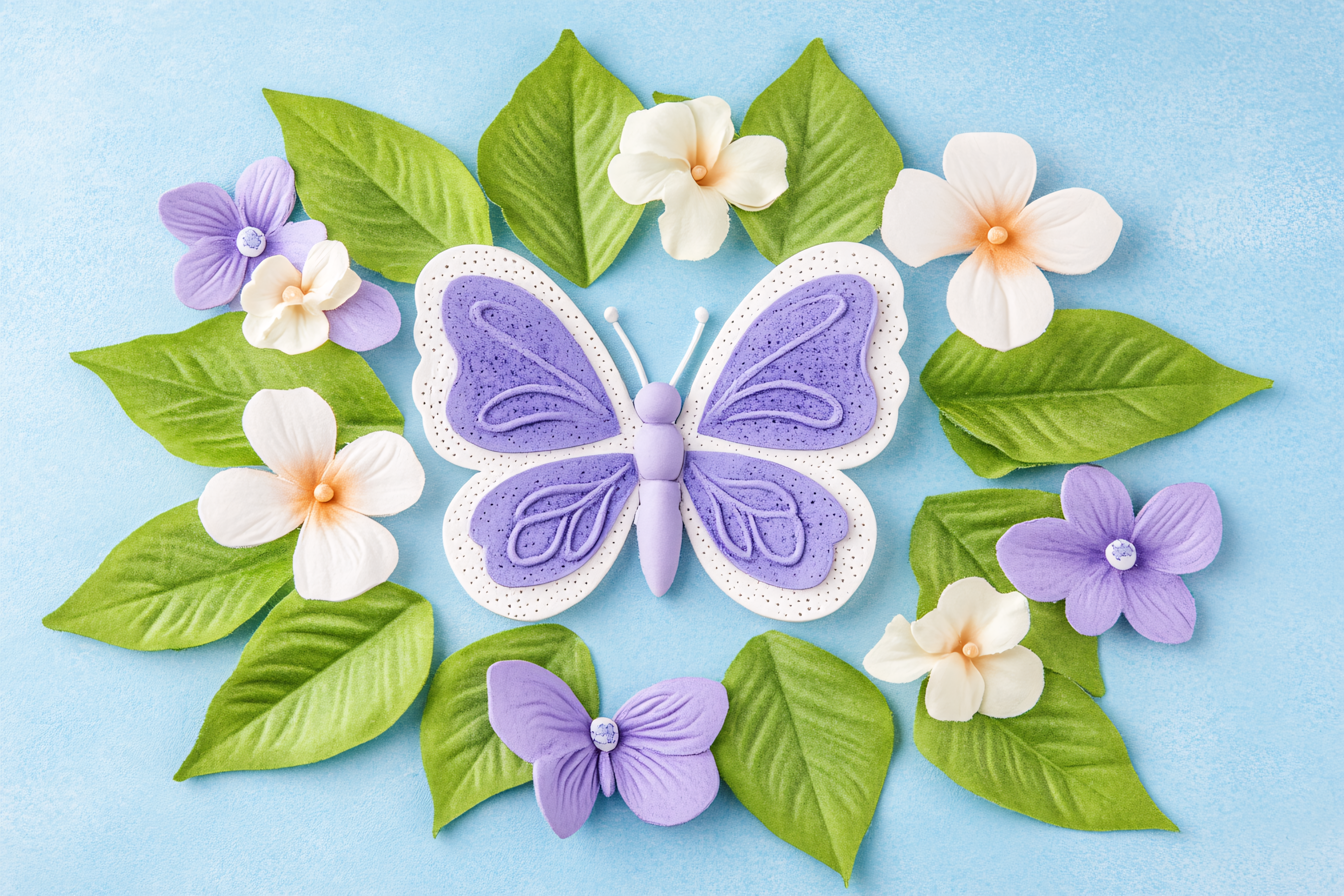 Pastel Butterfly And Flowers Arrangement