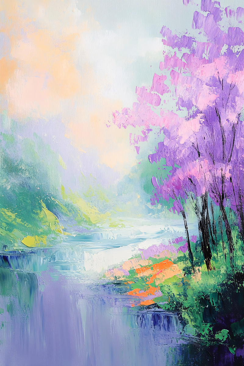 Pastel Landscape Waterfall