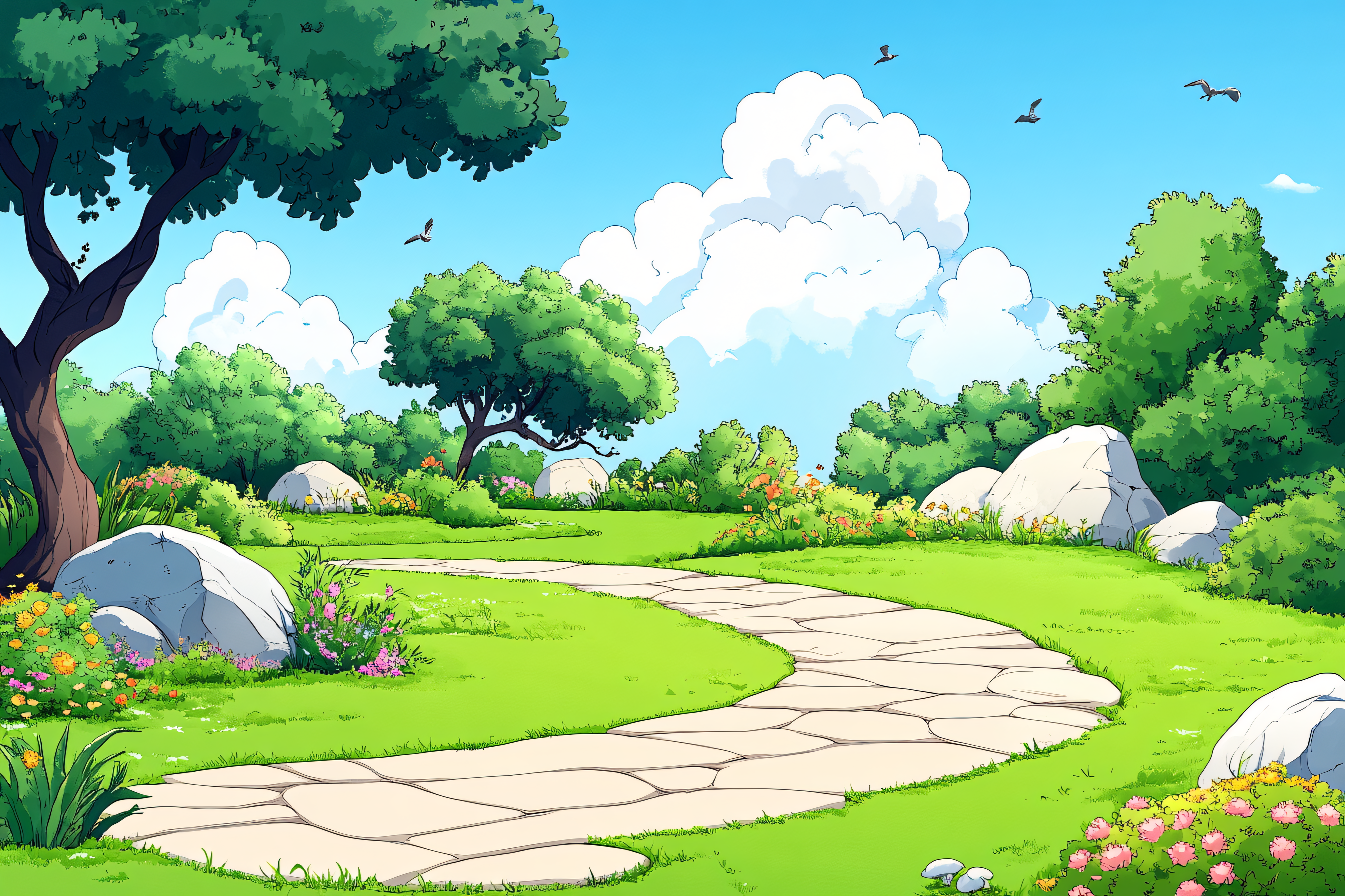 Pathway Through a Green Park