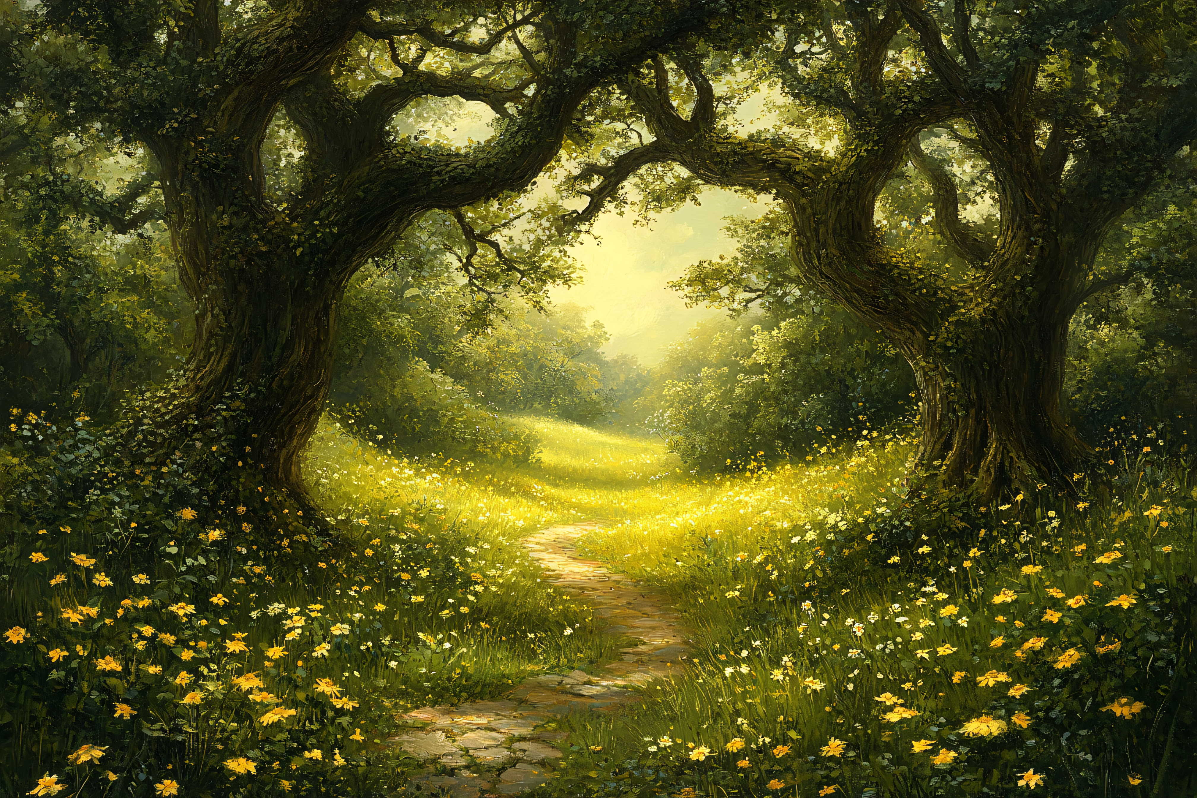 Pathway Through a Meadow of Flowers