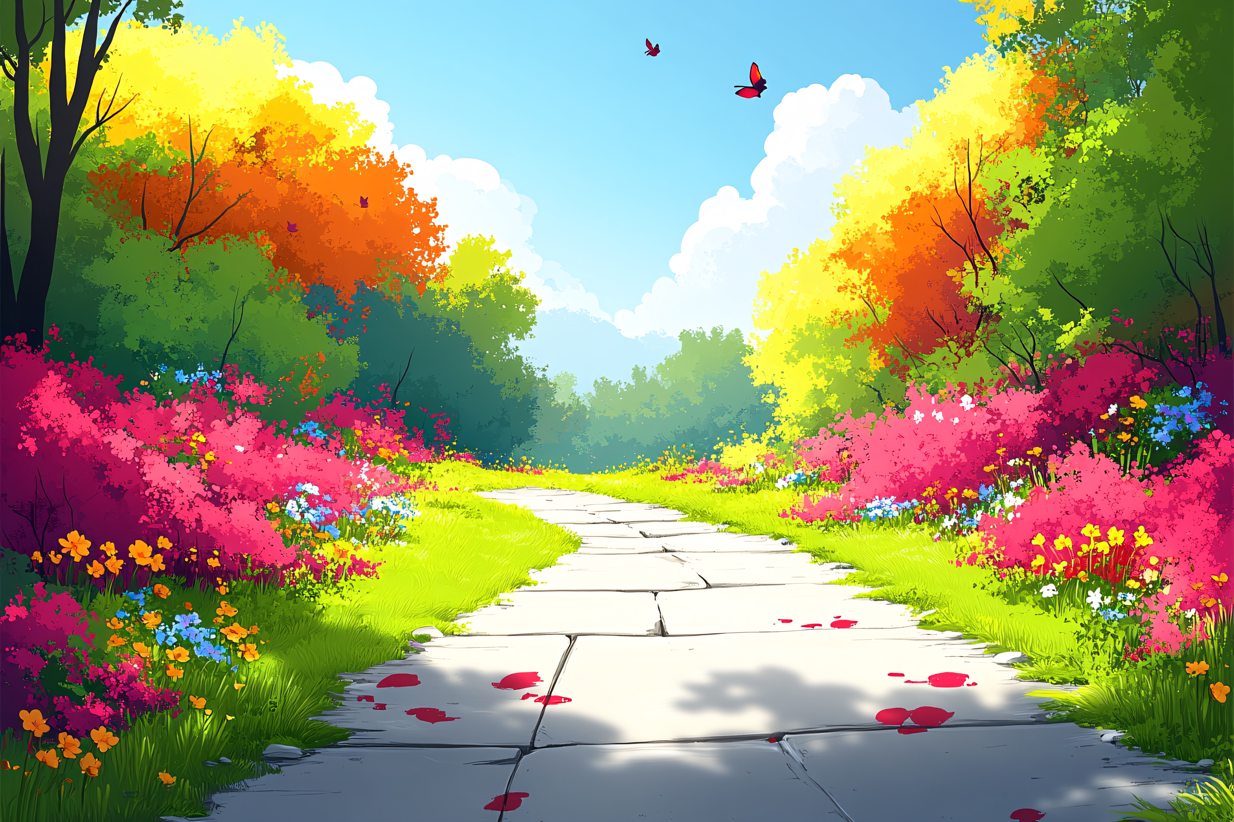 Pathway Through Colorful Forest