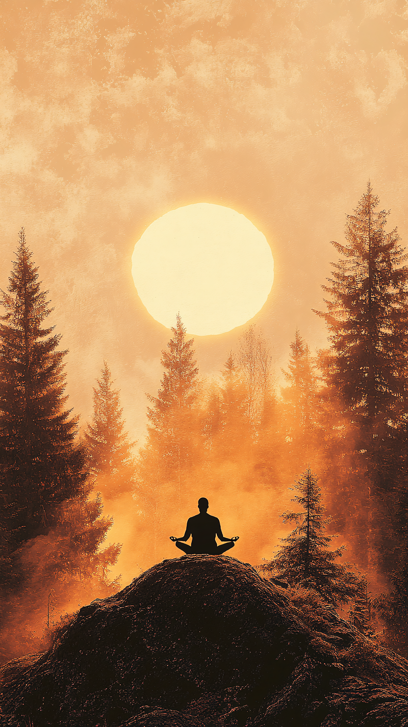 Peaceful Meditation in Misty Woods