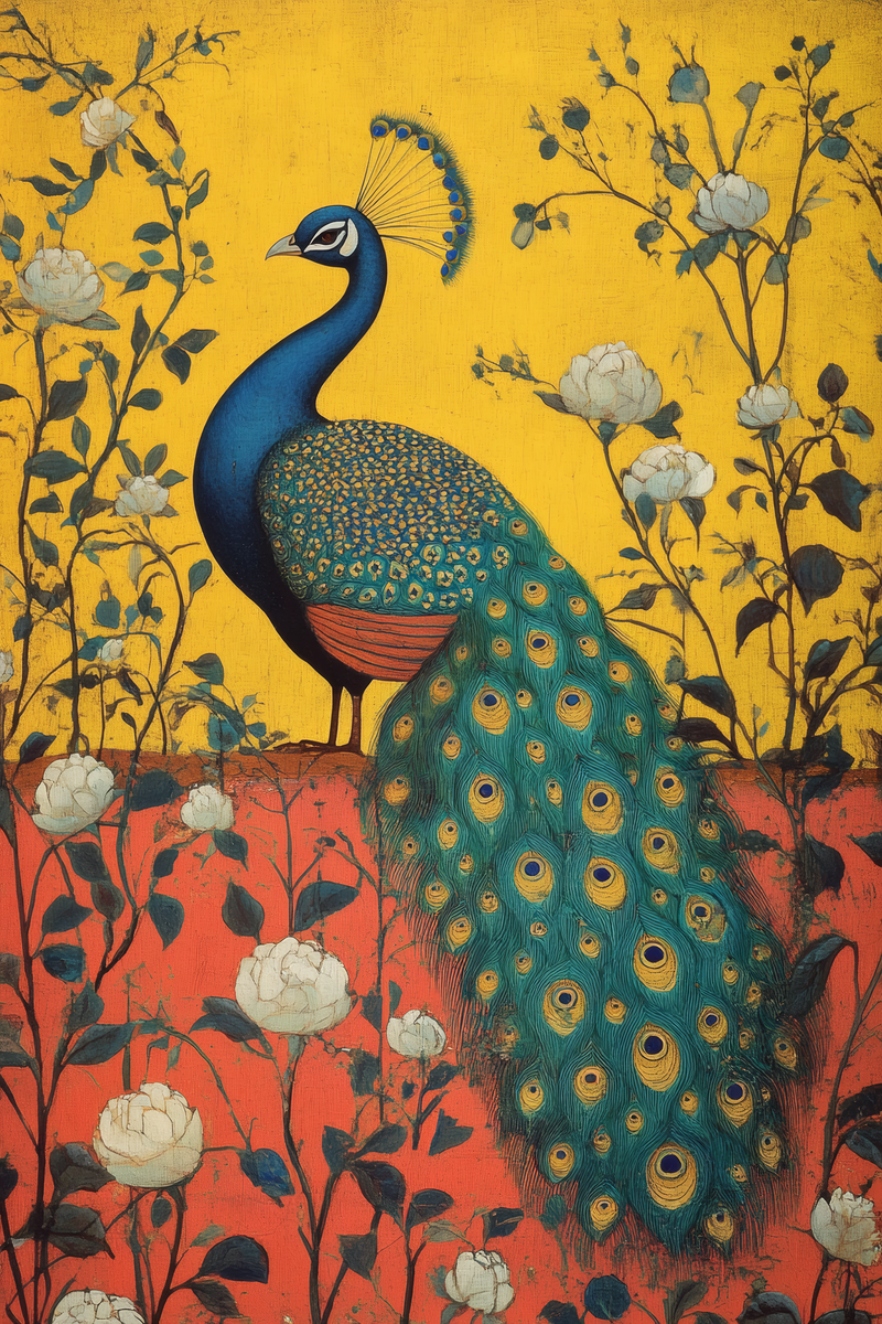Peacock Among Roses