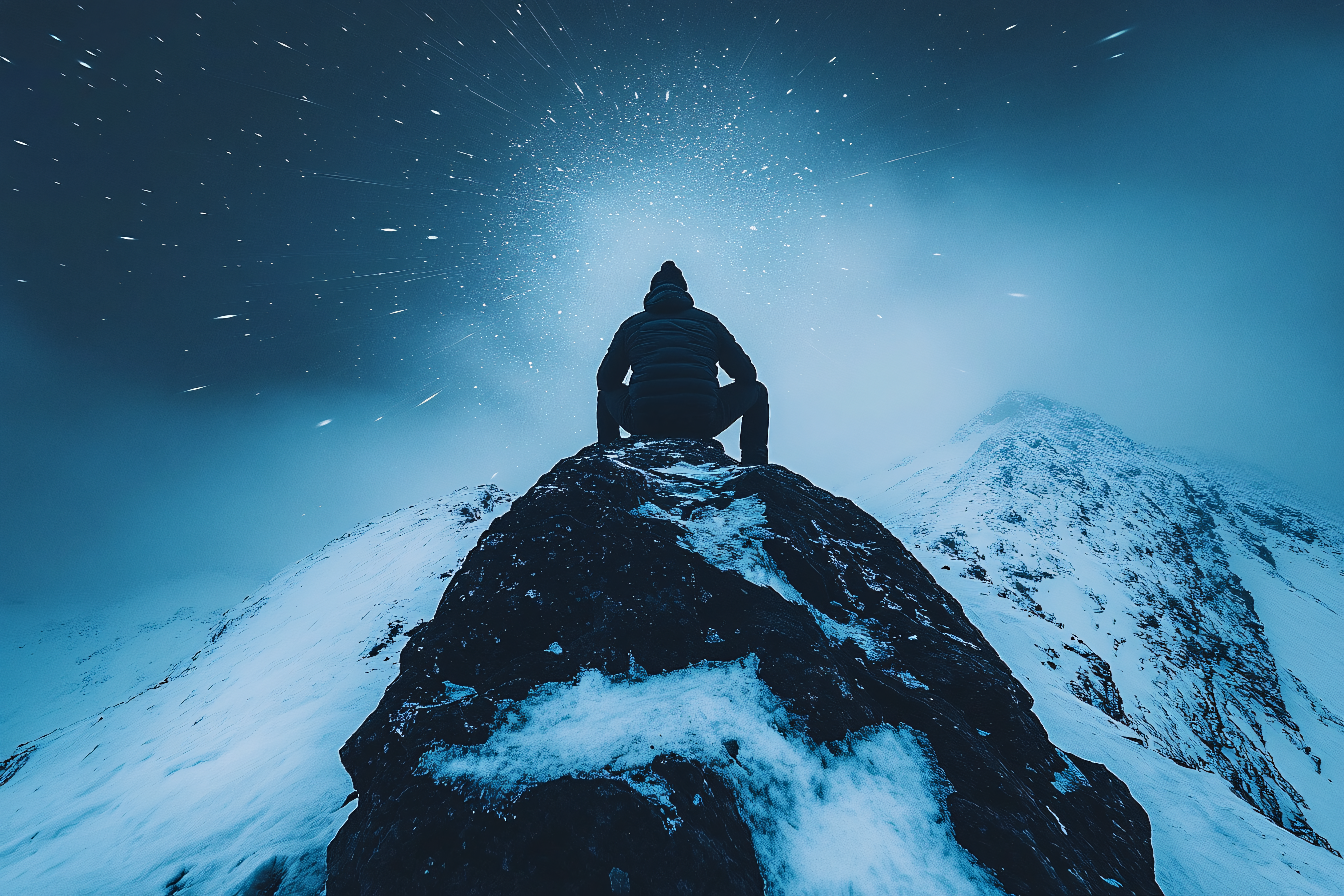 Peak Contemplation Under Cosmic Sky