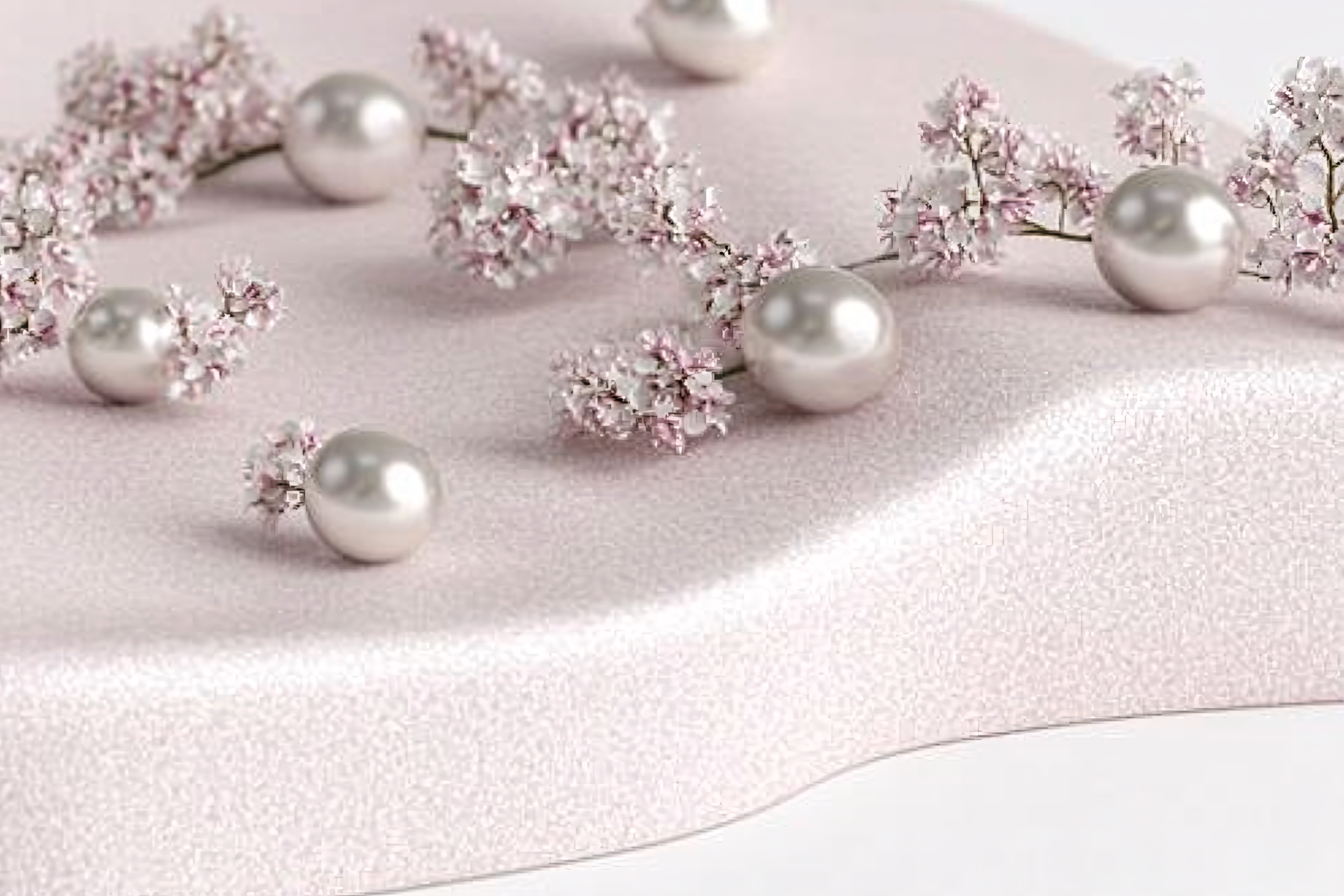 Pearls and Pink Flowers