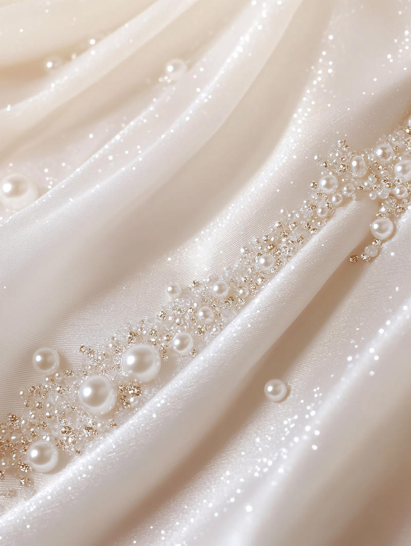 Pearls and Silk Fabric