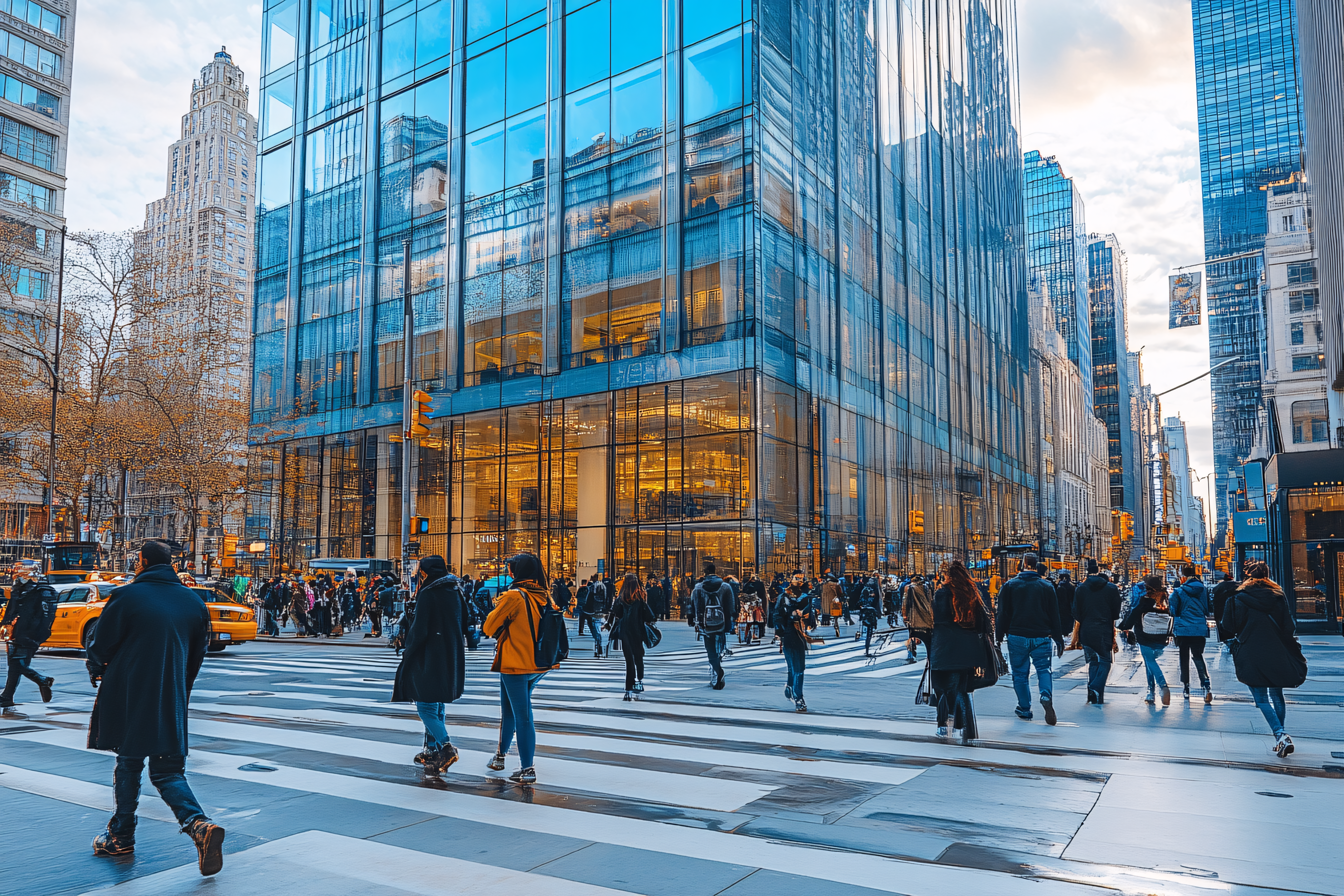 Pedestrians Crossing New York City Street