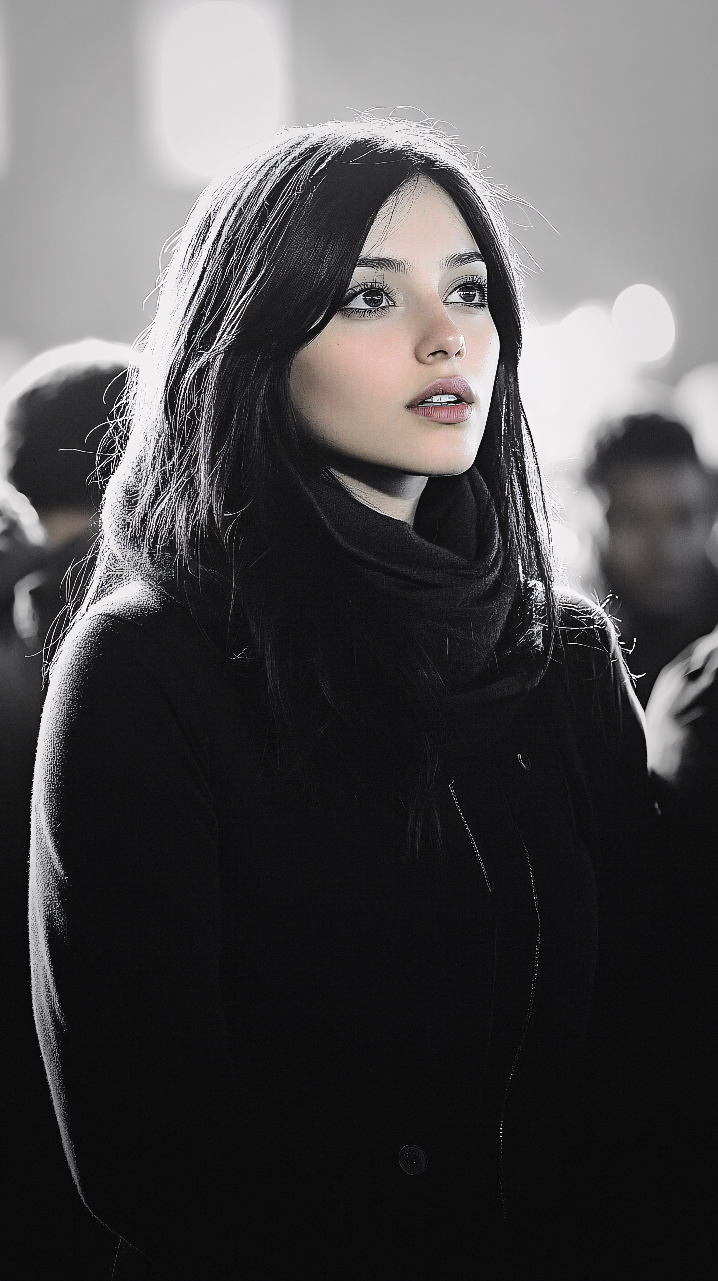 Pensive Woman in Dark Clothing