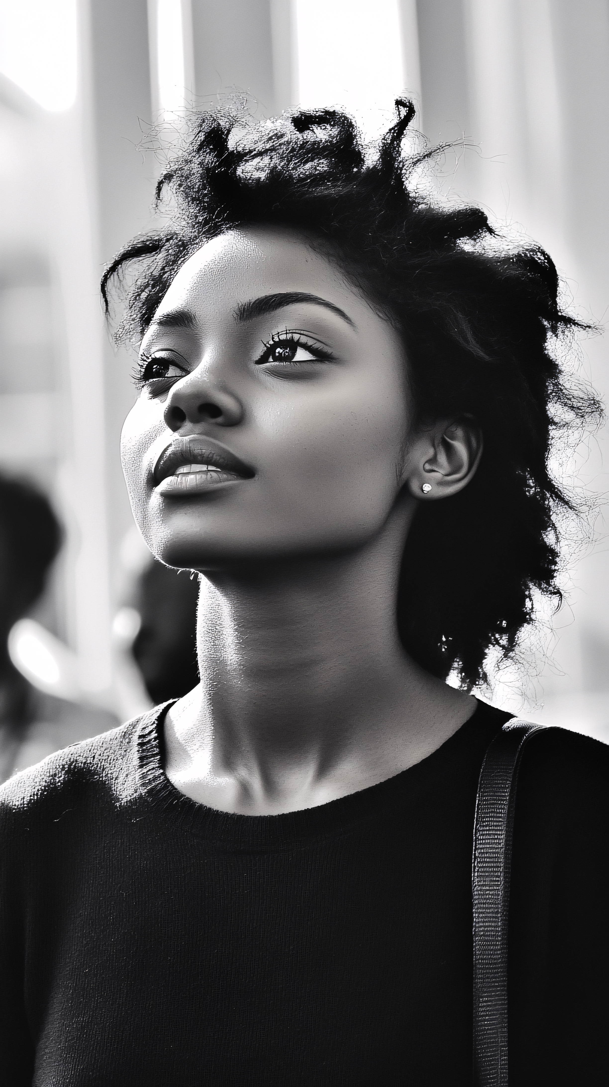 Pensive Woman Looking Up
