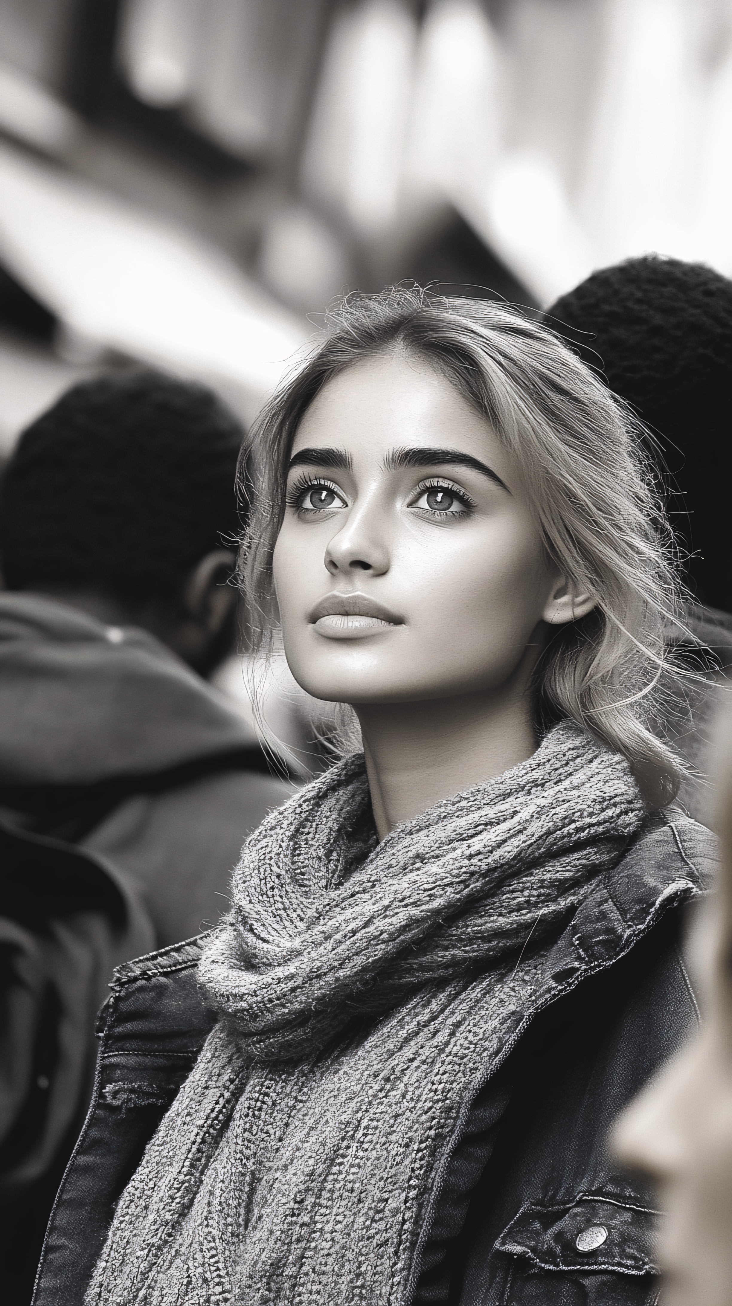 Pensive Woman Looking Upward