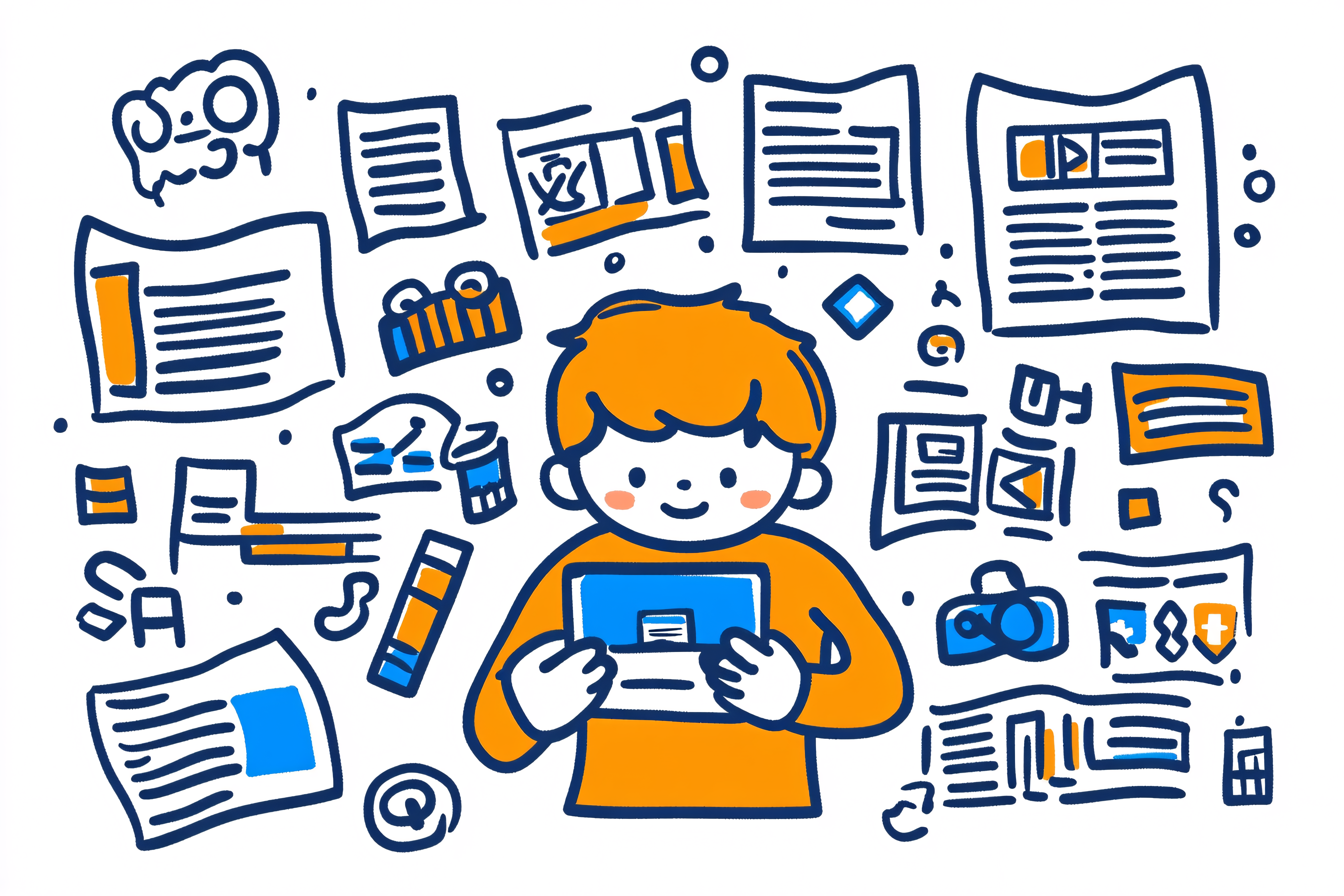 Person with a Tablet Surrounded by Information