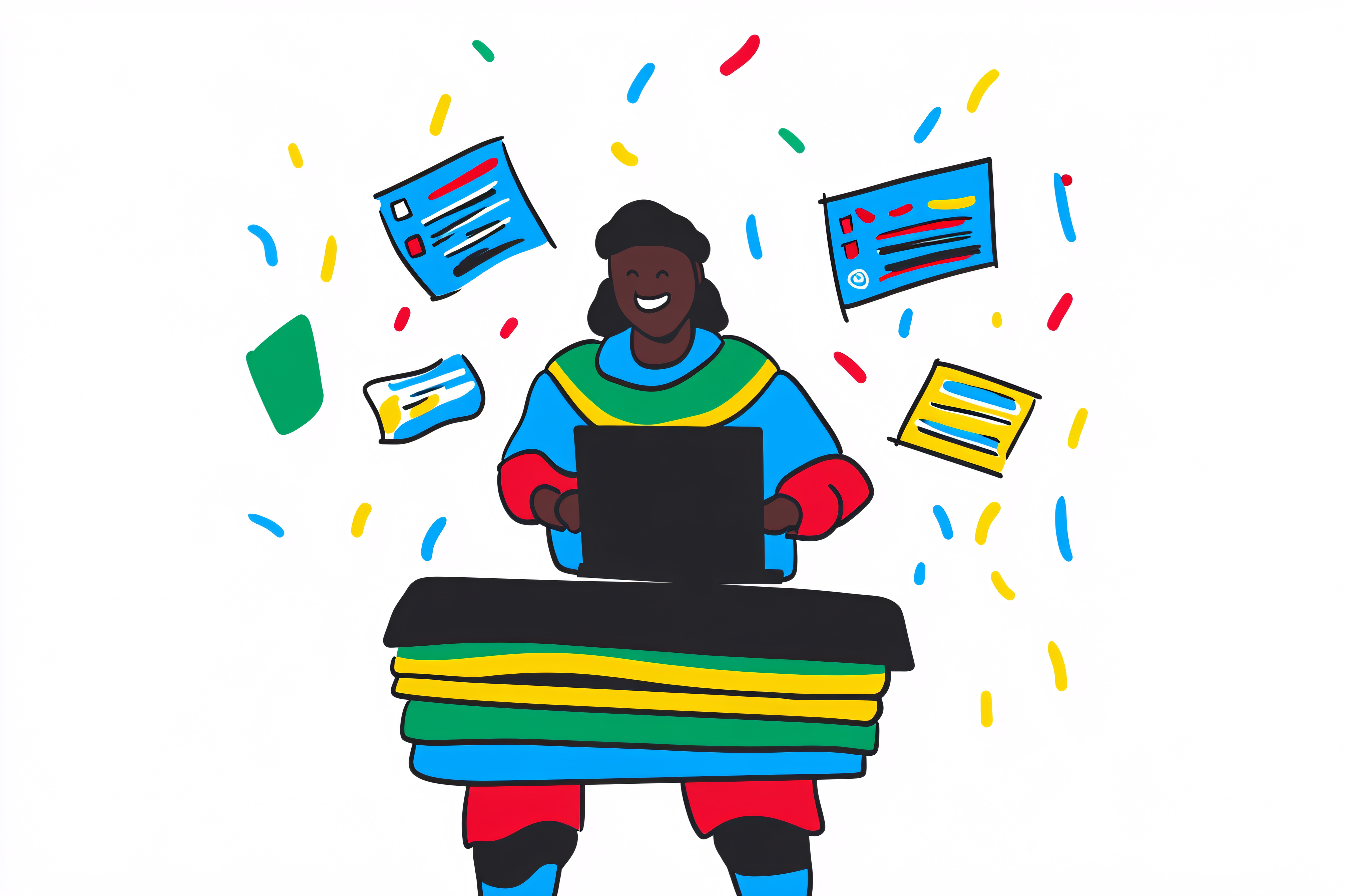 Person Working on a Computer with Documents