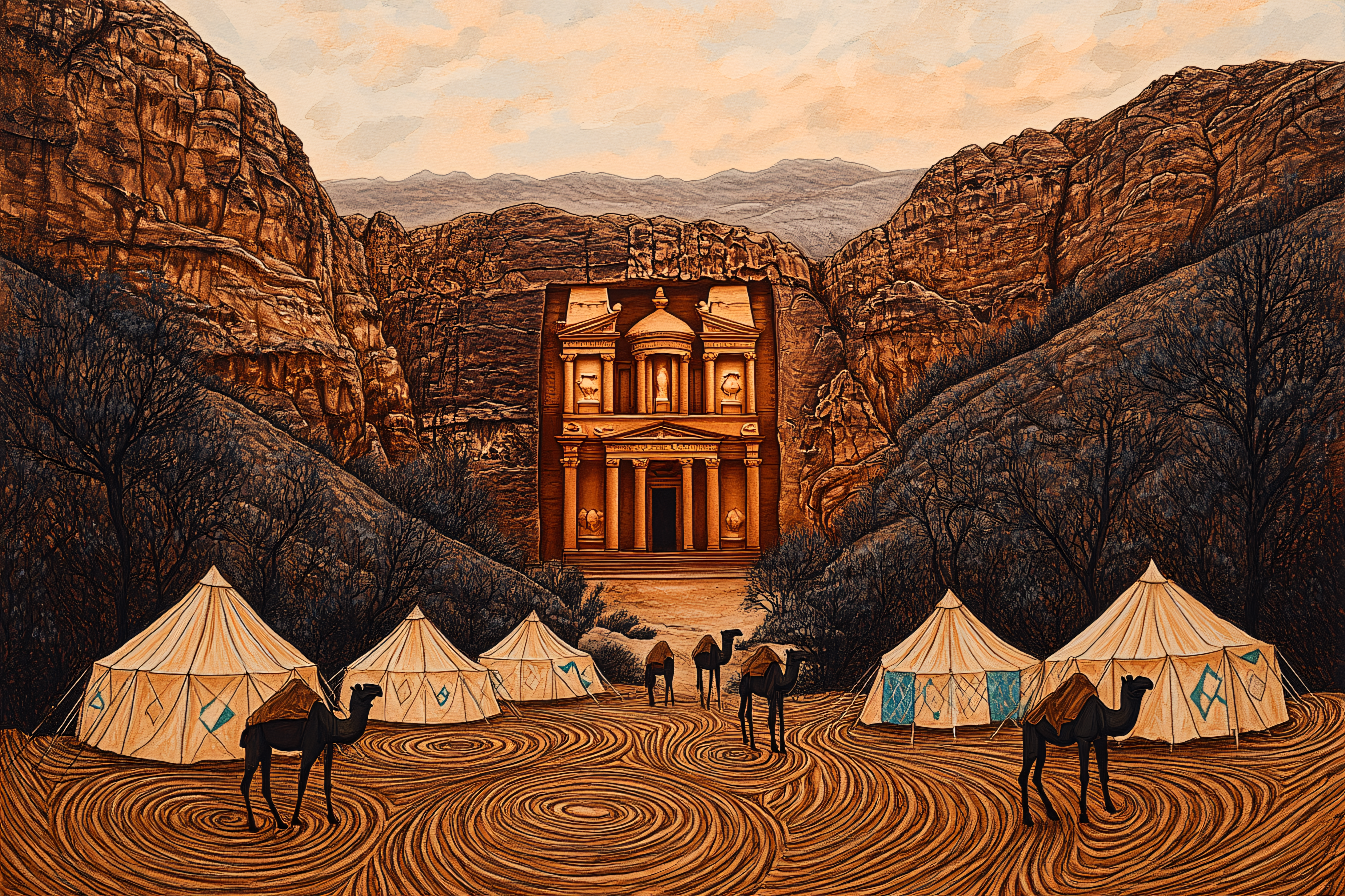 Petra Treasury And Desert Camp