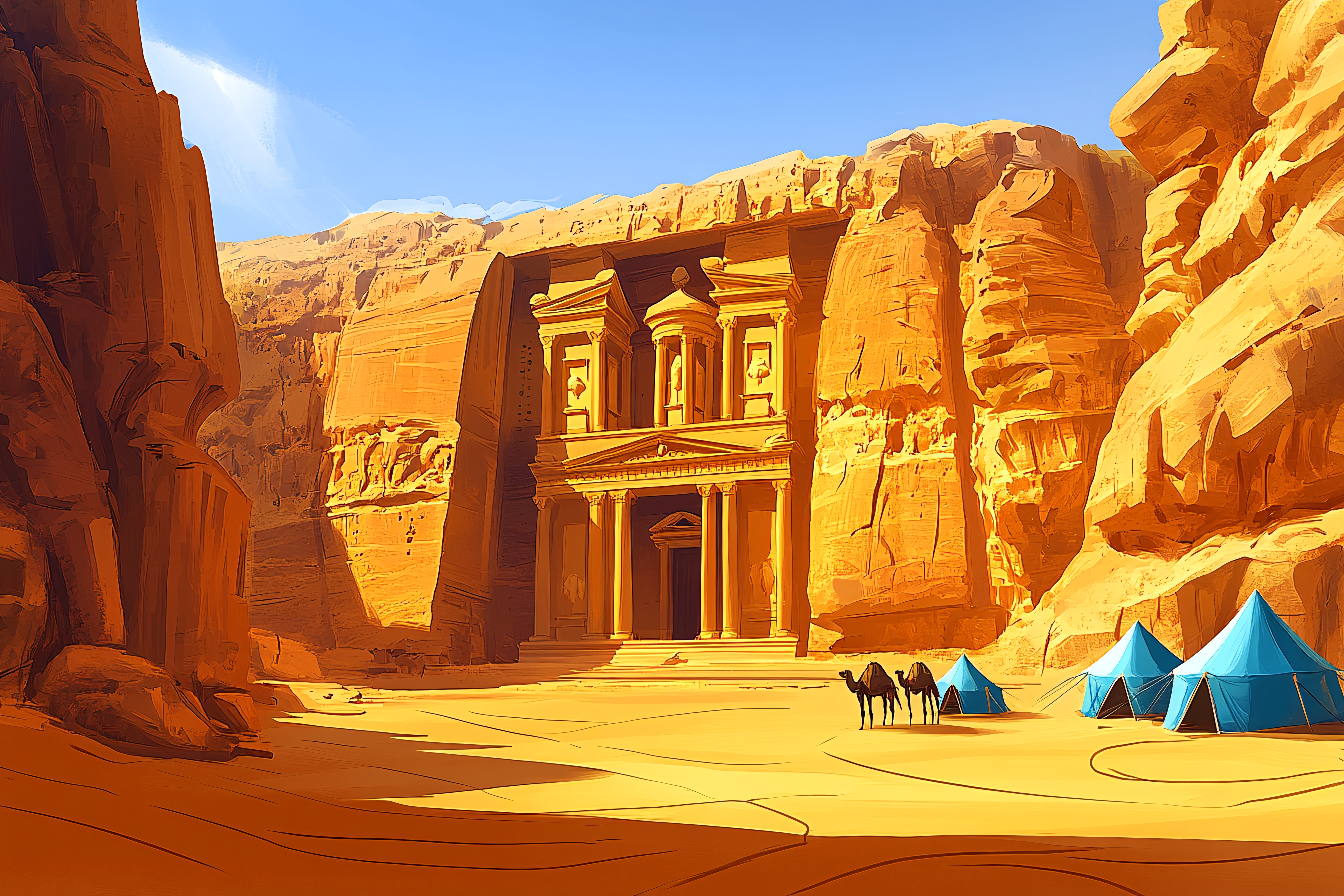 Petra Treasury Carved in Sandstone