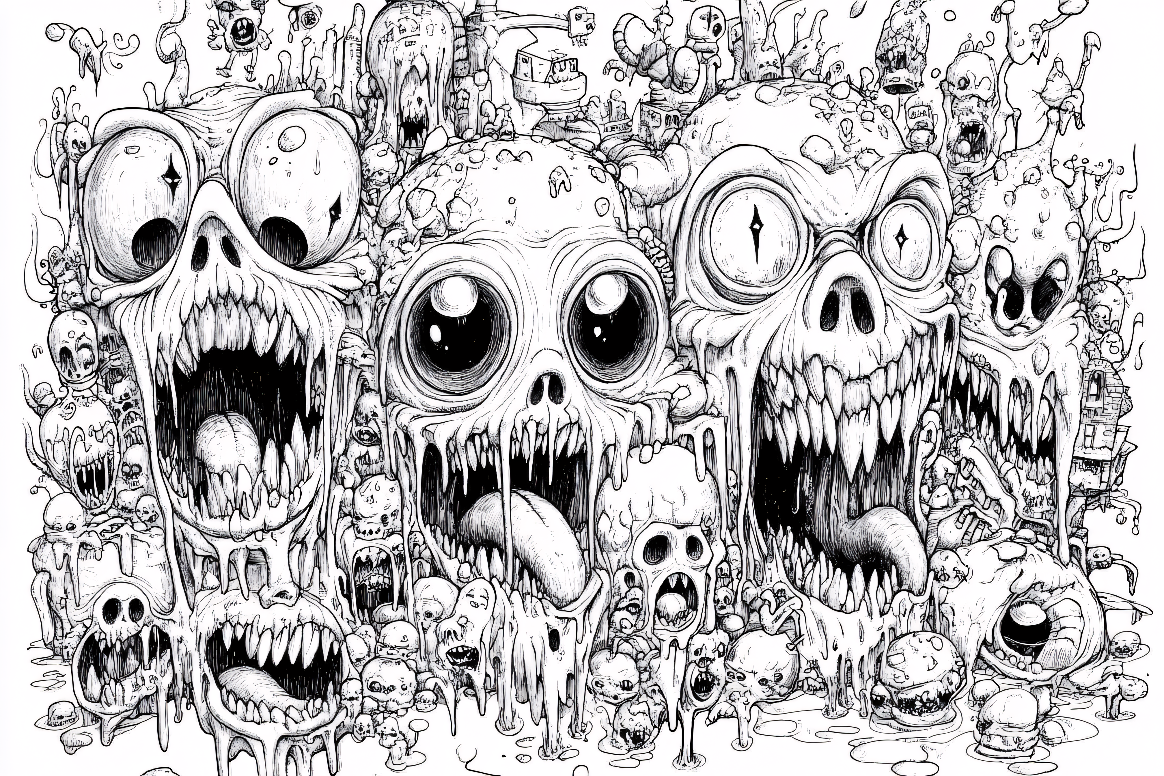Pile Of Screaming Monster Skulls